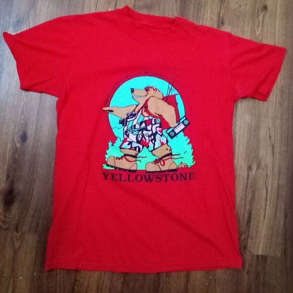 Vintage Vintage 80s Yellowstone Hiking Bear Geysers T-Shirt Size US S / EU 44-46 / 1 - 2 Thumbnail