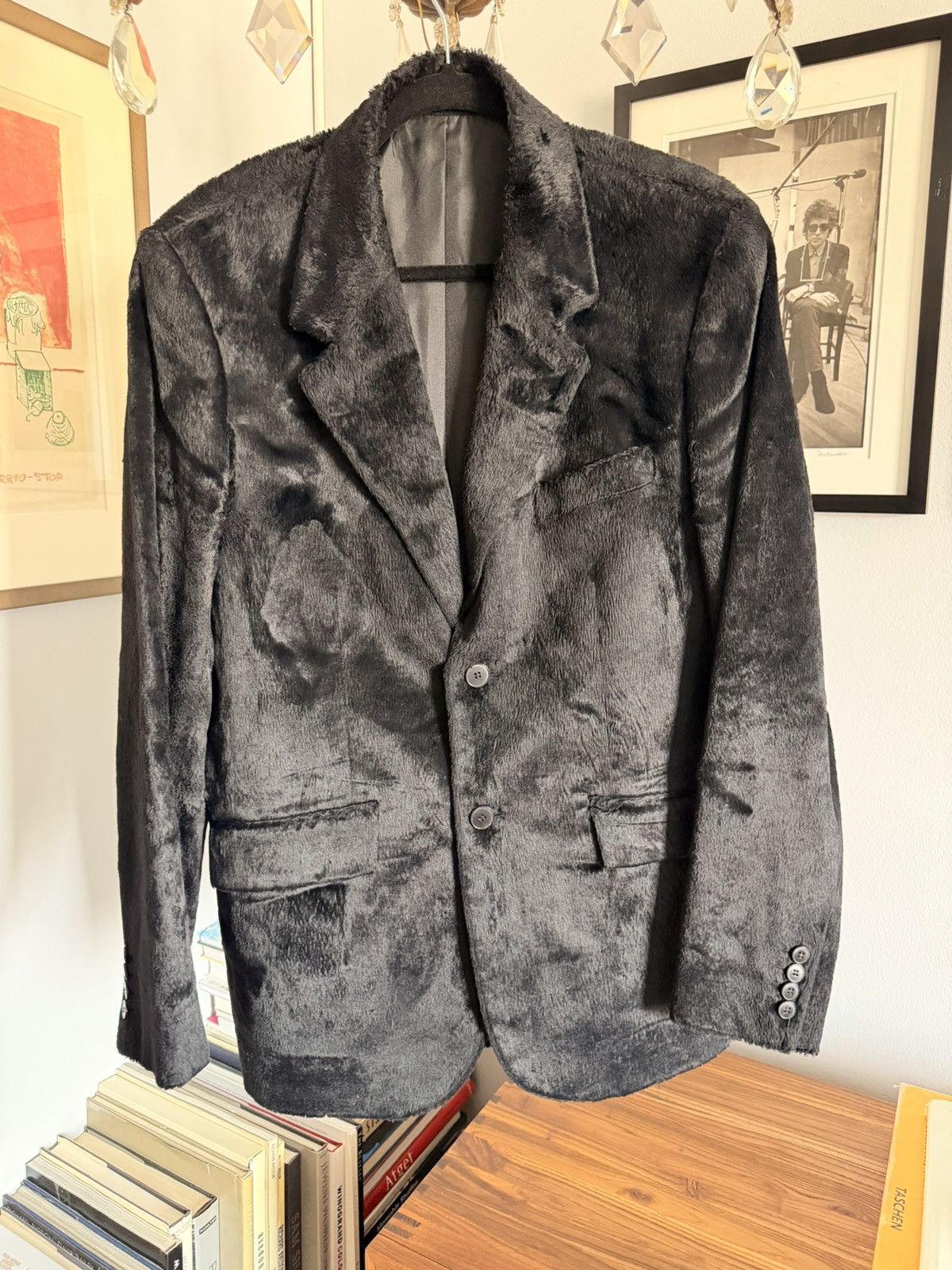 agnes b. Agnes B faux Pony Hair Blazer mens size 50 Size 50R - 2 Thumbnail