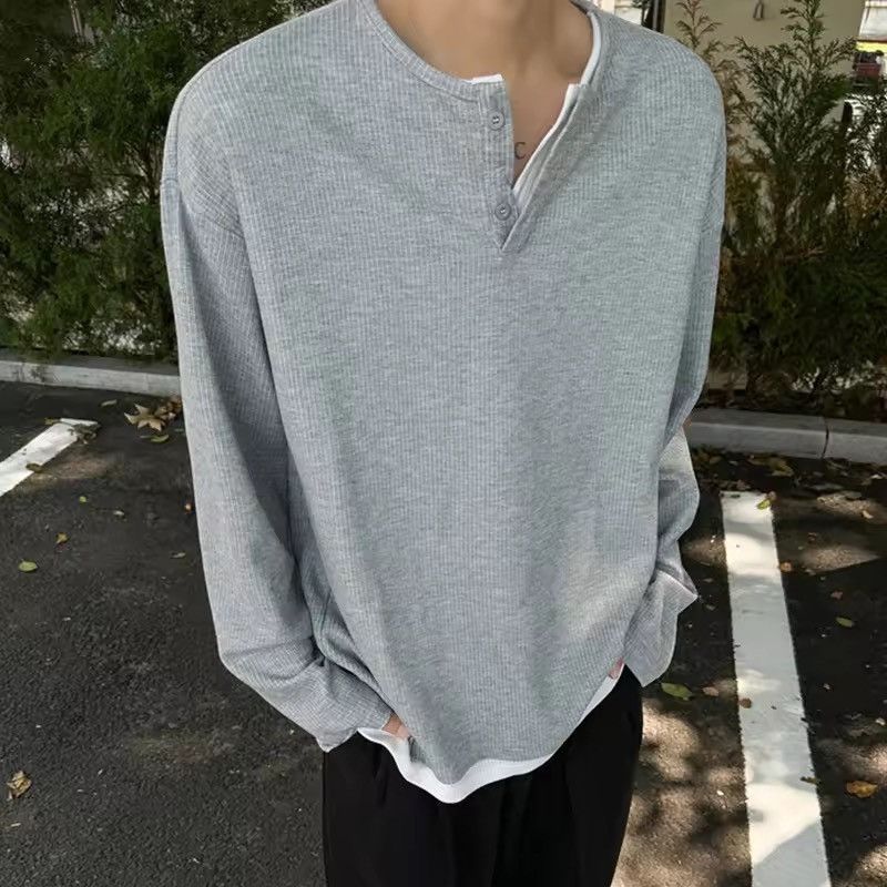 Japanese Brand Double Layer Patchwork Round Collar Long Sleeve Tee Size US XL / EU 56 / 4 - 6 Thumbnail
