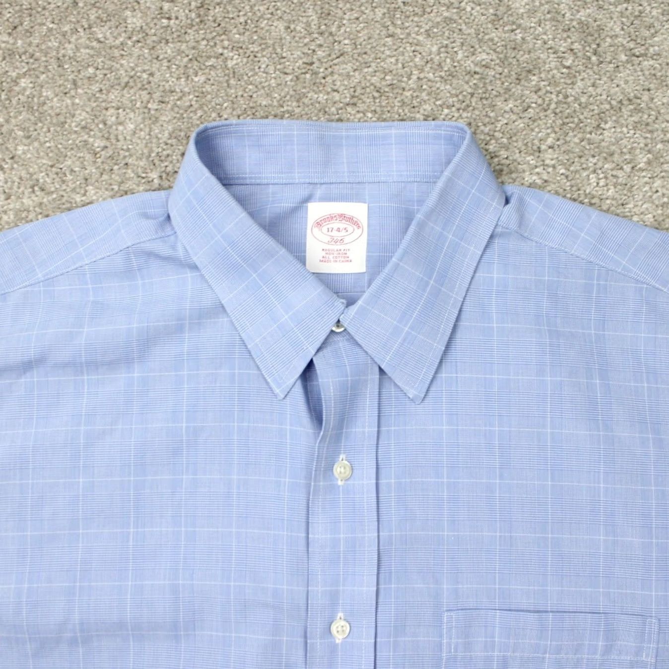 Brooks Brothers Brooks Brothers 346 Shirt Mens 17, 4/5 Blue Regular Fit Non-Iron 100% Cotton L/S Shirt Size US XL / EU 56 / 4 - 6 Thumbnail