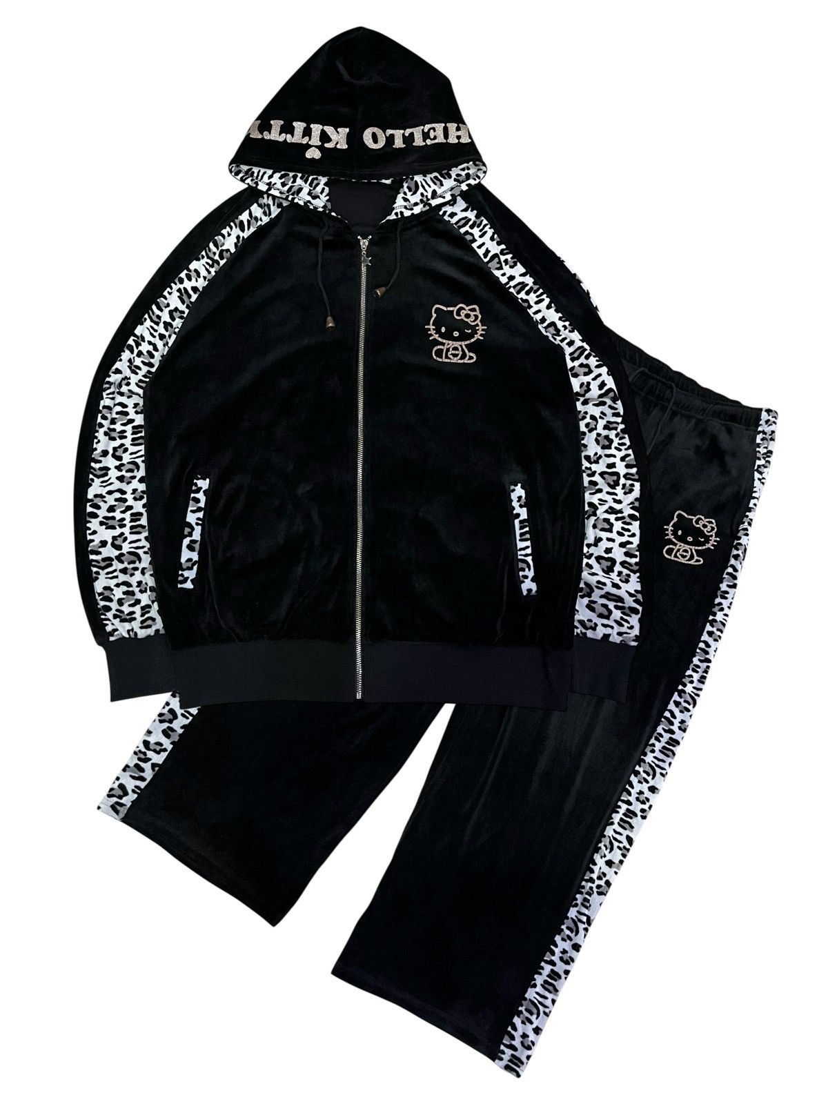 Japanese Brand 🔥Rare Japan-Only HELLO KITTY Velvet Leopard Tracksuit Set Size US L / EU 52-54 / 3 - 2 Thumbnail