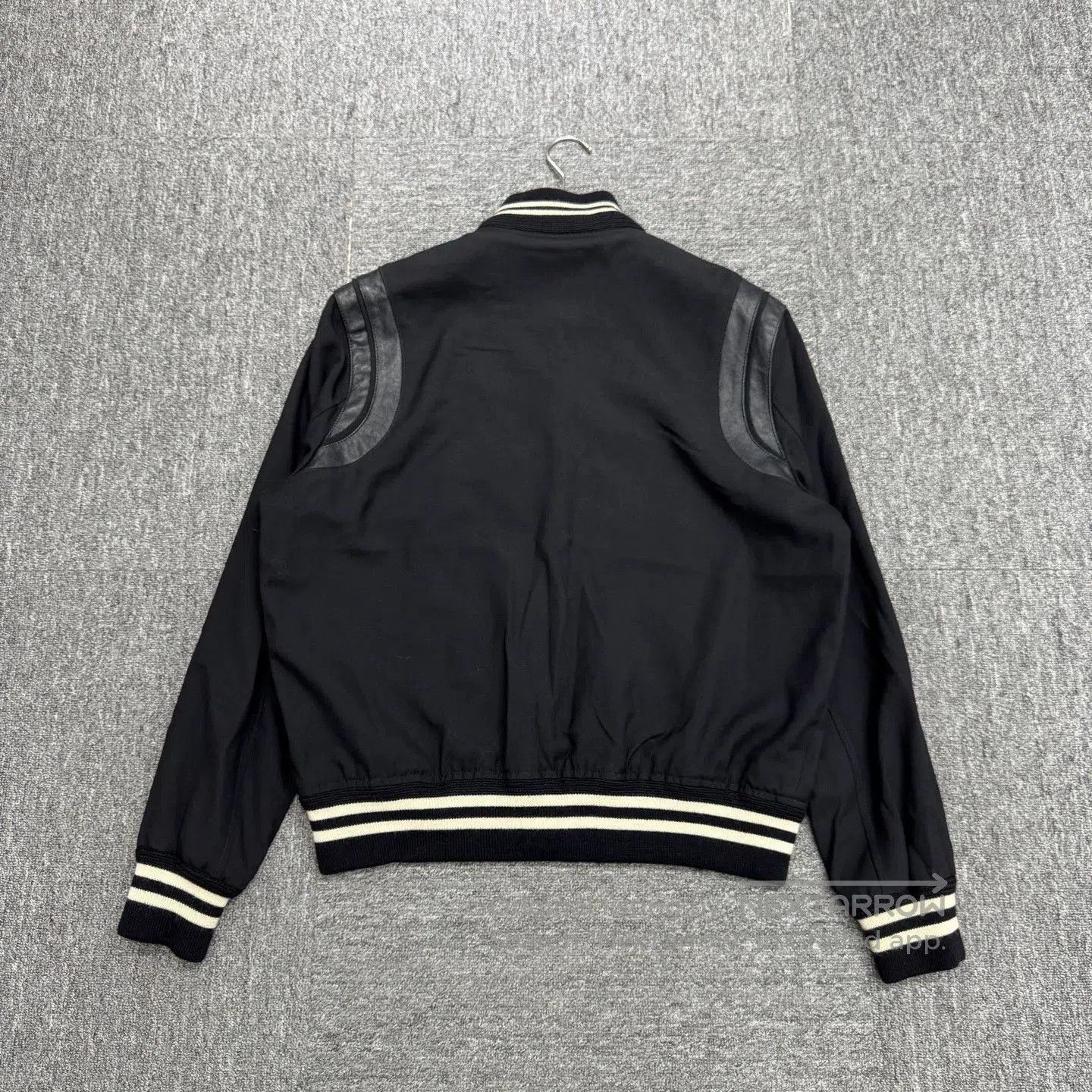Saint Laurent Paris Black Bomber Jacket with Leather Sleeves Size L. Size US L / EU 52-54 / 3 - 5 Thumbnail