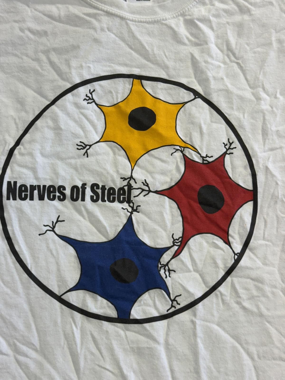 Gildan Pittsburgh Steelers Tshirt Nerves of Steel Geek Art Anatomy Size US XL / EU 56 / 4 - 3 Thumbnail