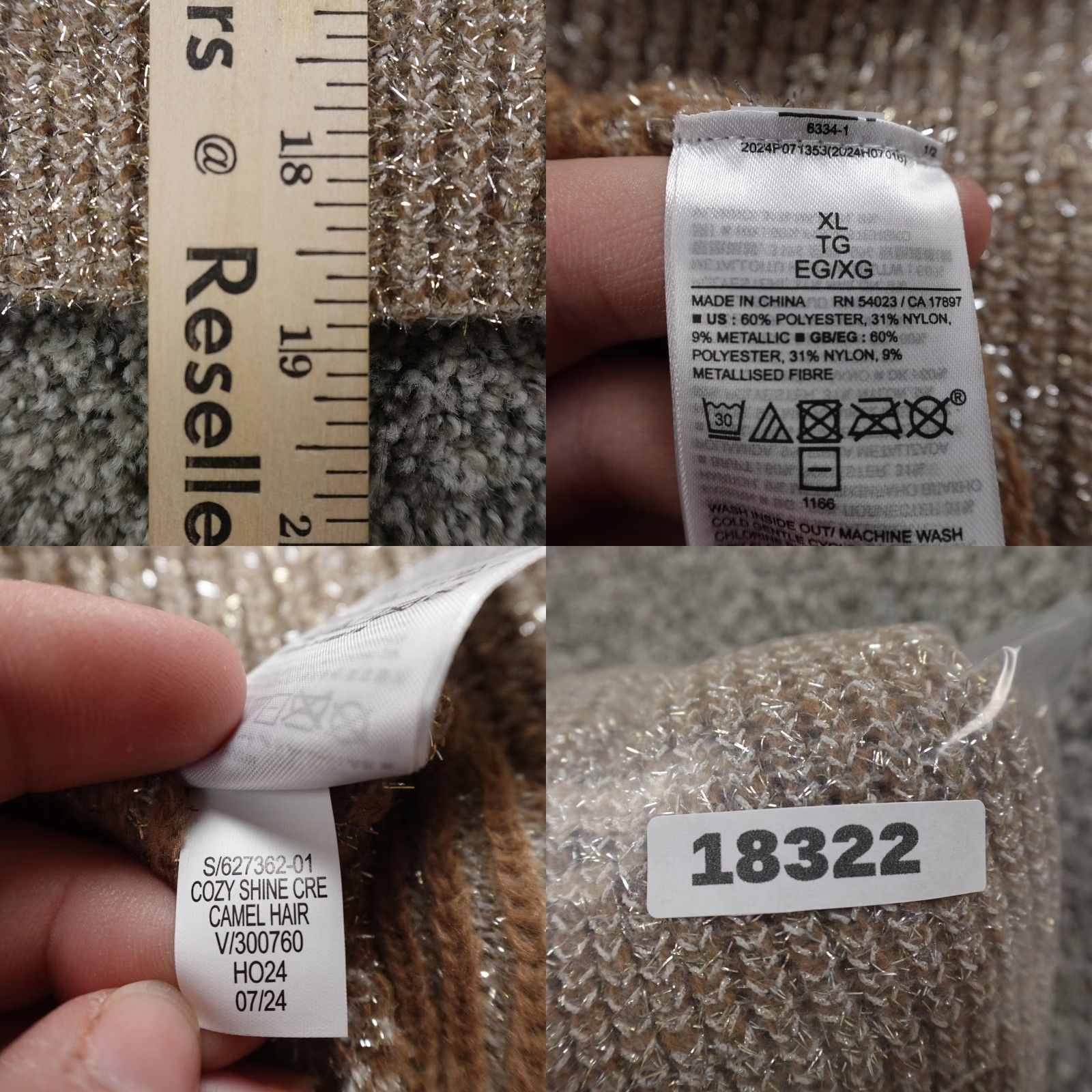 Gap GAP Sweater Womens XL Brown Knit Metallic Pullover Crewneck Cozy Preppy Warm Bell Sleeve Glitter Size XL / US 12-14 / IT 48-50 - 8 Thumbnail