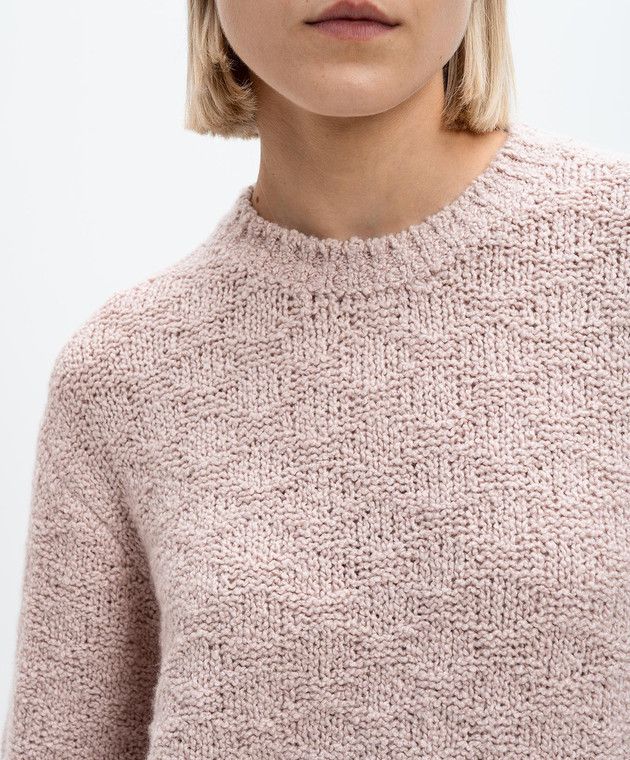 Loro Piana o1w1db10825 FAO5750 Folecchio Crewneck Sweater in Pink Size L / US 10 / IT 46 - 5 Thumbnail