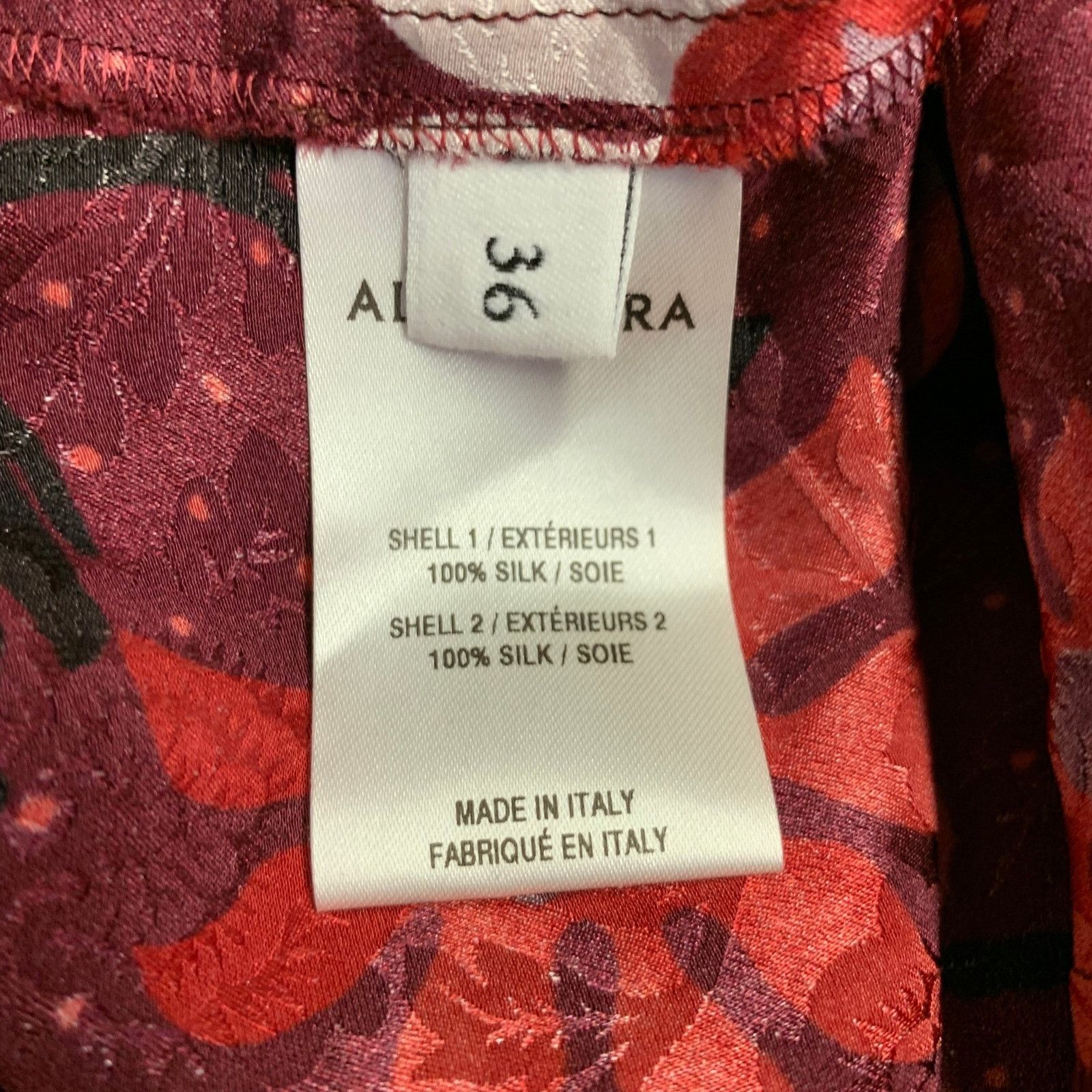 Altuzarra ALTUZARRA Size 0 Burgundy Black White Silk Floral Blouse Size XS / US 0-2 / IT 36-38 - 6 Thumbnail