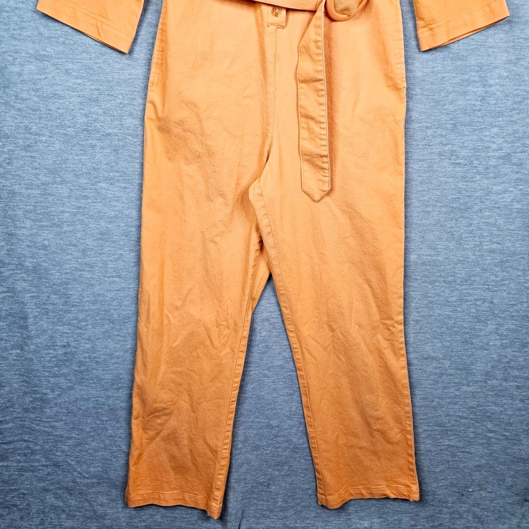 House of Sunny House Of Sunny Orange Belted Button Up Jumpsuit With Collar 3/4 Sleeves Size 4 Size 27" / US 4 / IT 40 - 7 Thumbnail
