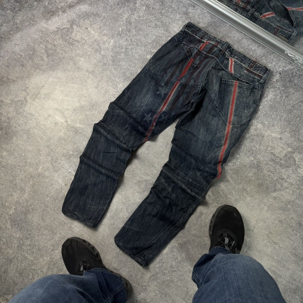 Marithe + Francois Girbaud Vintage Marithe Francois Girbaud Y2K Star Striped Jeans Size 28" / US 6 / IT 42 - 1 Thumbnail