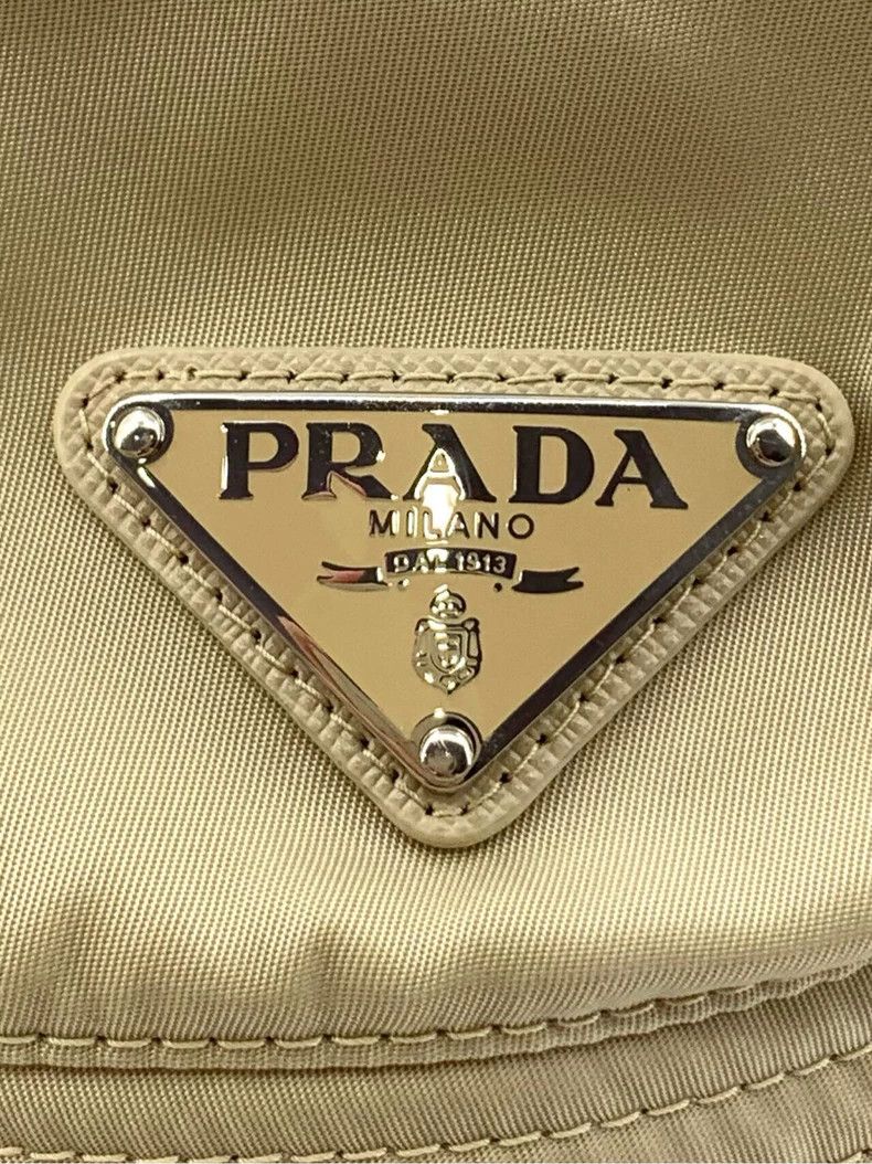 Prada Prada Size M Logo triangle logo beige fisherman hat sunshad Size ONE SIZE - 6 Thumbnail