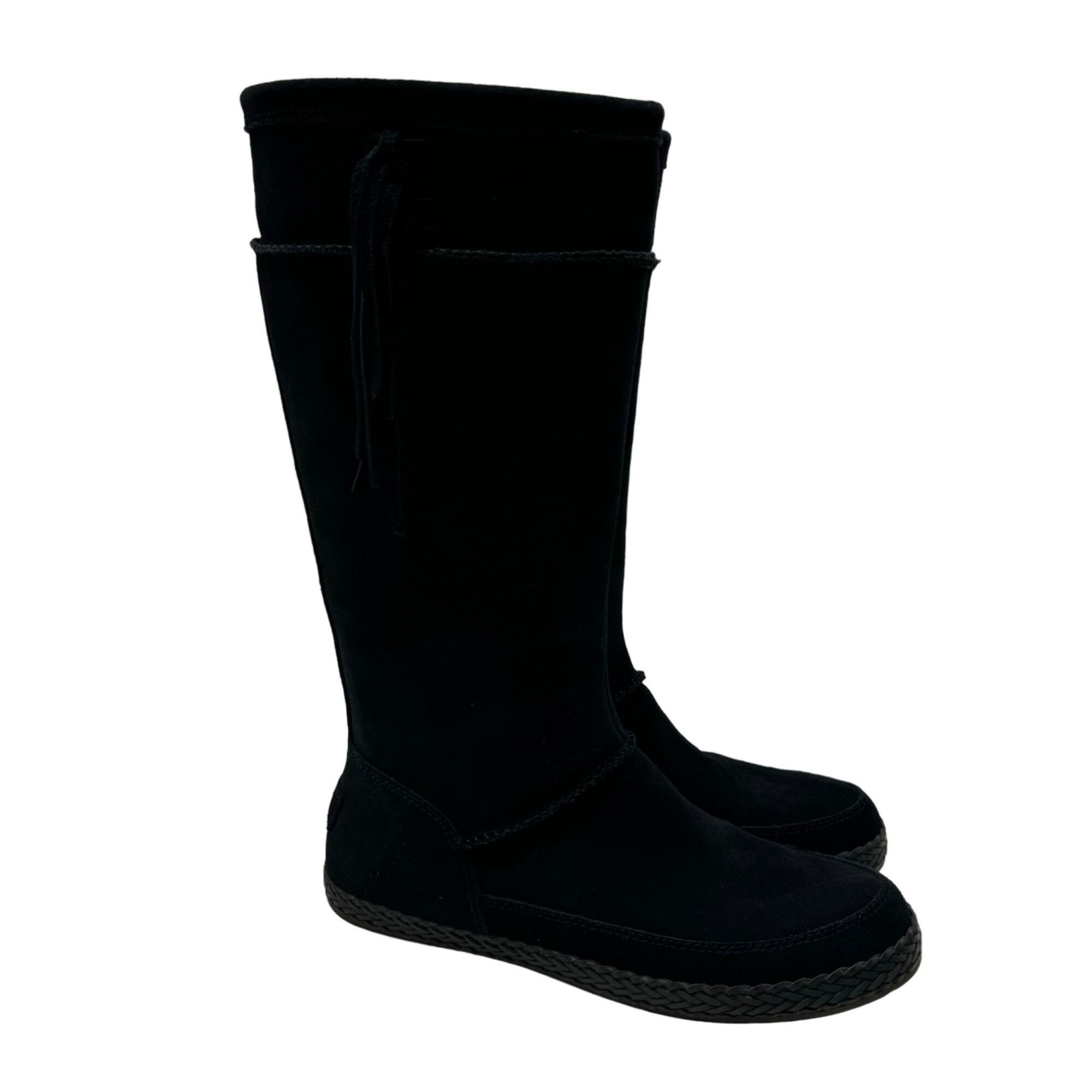 Ugg UGG Emerie Black Suede Leather Knee High Tassle Boot Moccasi Size US 9.5 / IT 39.5 - 1 Thumbnail