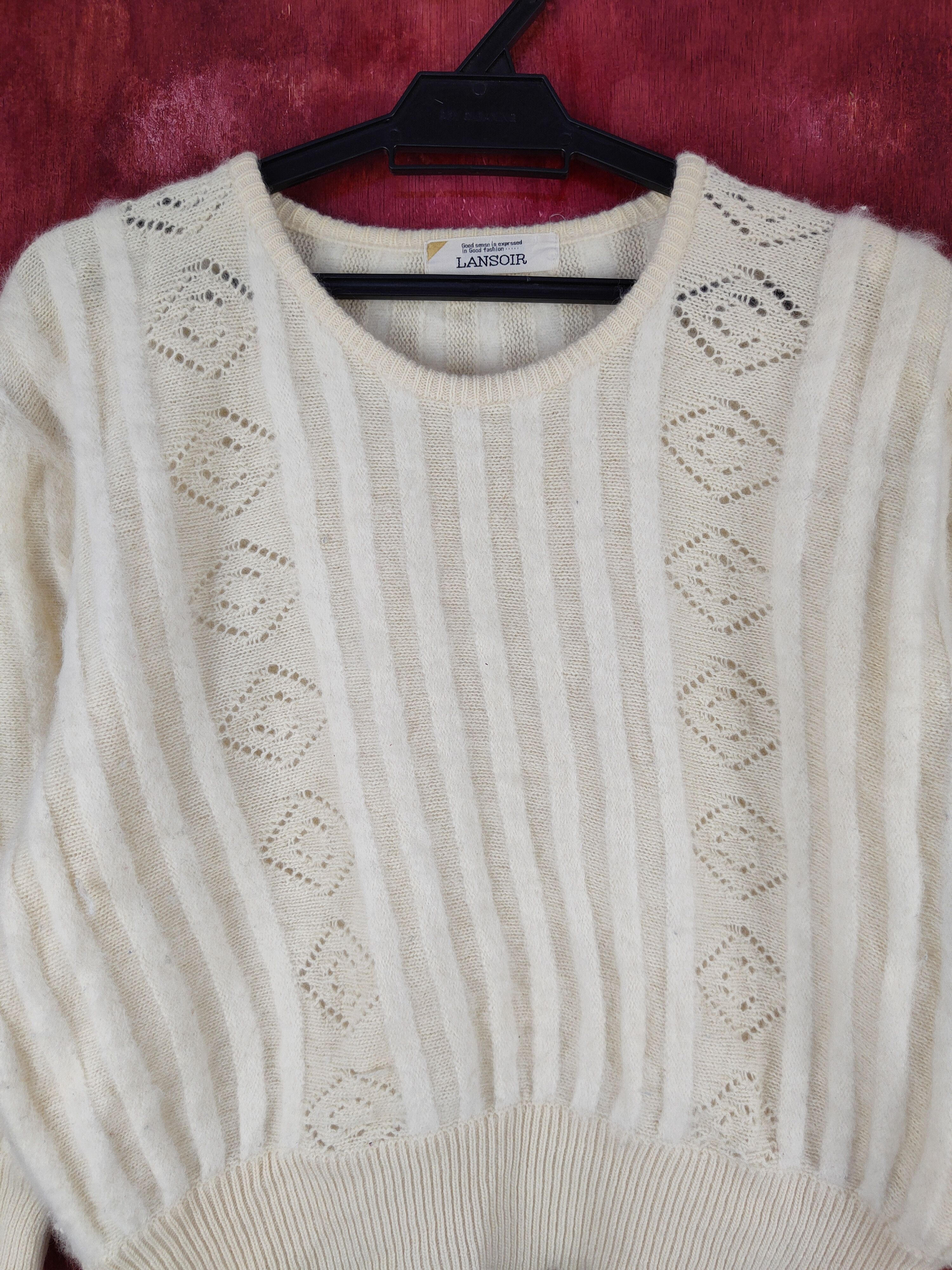 Homespun Knitwear Lansoir Cream Shag Shaggy Fur Mohair Knitwear #S2065 Size S / US 4 / IT 40 - 2 Thumbnail