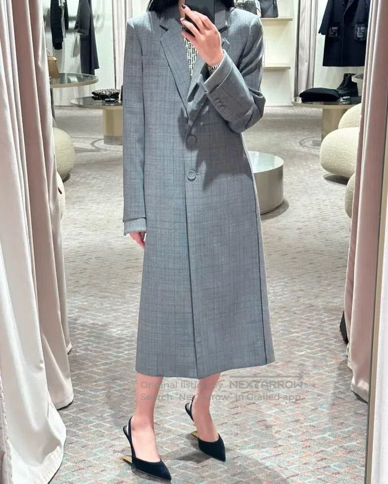 Fendi Fendi Gray Mixed Collar Long Single-breasted Wool Coat Size XS / US 0-2 / IT 36-38 - 2 Thumbnail