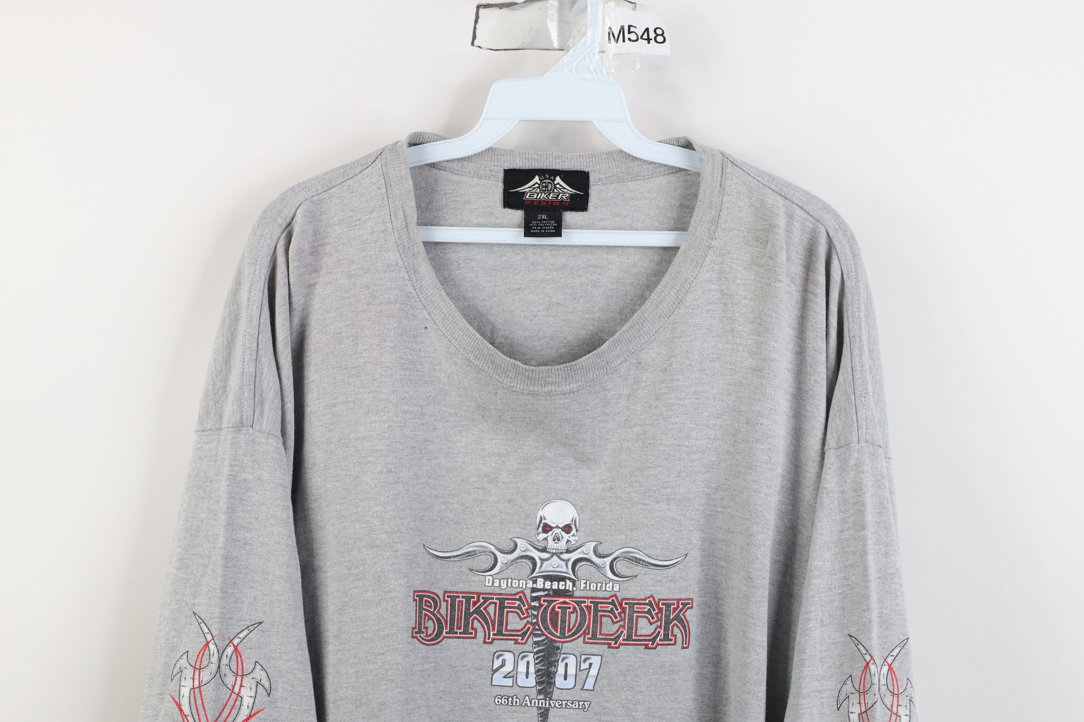 Vintage Vintage Y2K Bike Week Tribal Skull Sword Long Sleeve T-Shirt Size US XXL / EU 58 / 5 - 2 Thumbnail