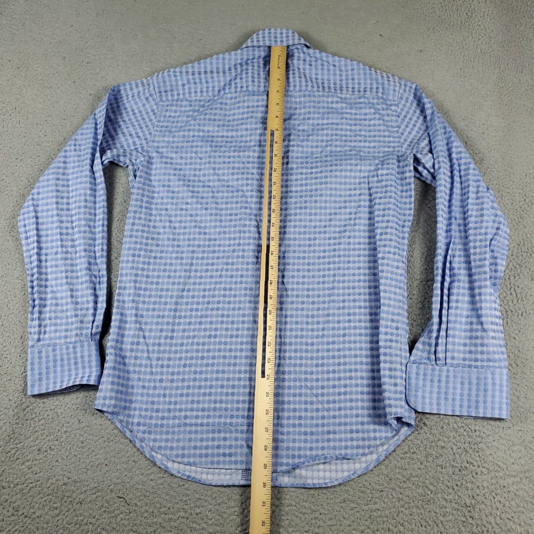 BUGATCHI BUGATCHI Uomo Shirt Mens Small Blue Geometric Button-Up Long Sleeve Regular Fit Size US S / EU 44-46 / 1 - 5 Thumbnail