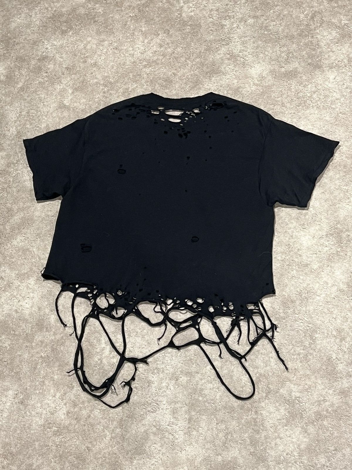 Japanese Brand × Vintage Thrashed Ripped Distressed Black Shirt Size US S / EU 44-46 / 1 - 9 Thumbnail