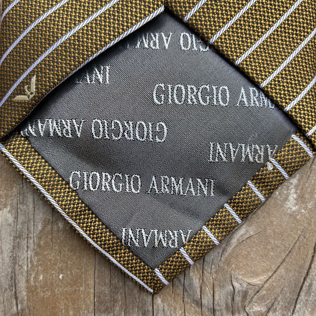 Armani Armani Collezioni Silk Tie Gold Brown Gold Striped Eagle Size ONE SIZE - 6 Thumbnail