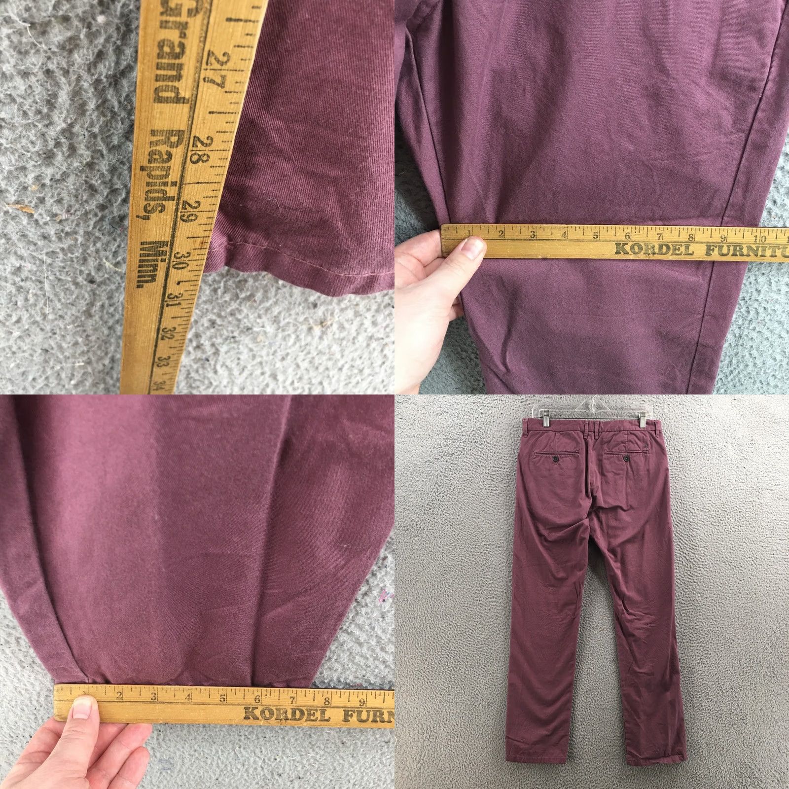 Calvin Klein Calvin Klein Straight Chino Pants Mens 31x32 Burgundy Button Front Cotton Zip Pants Size US 31 - 8 Thumbnail
