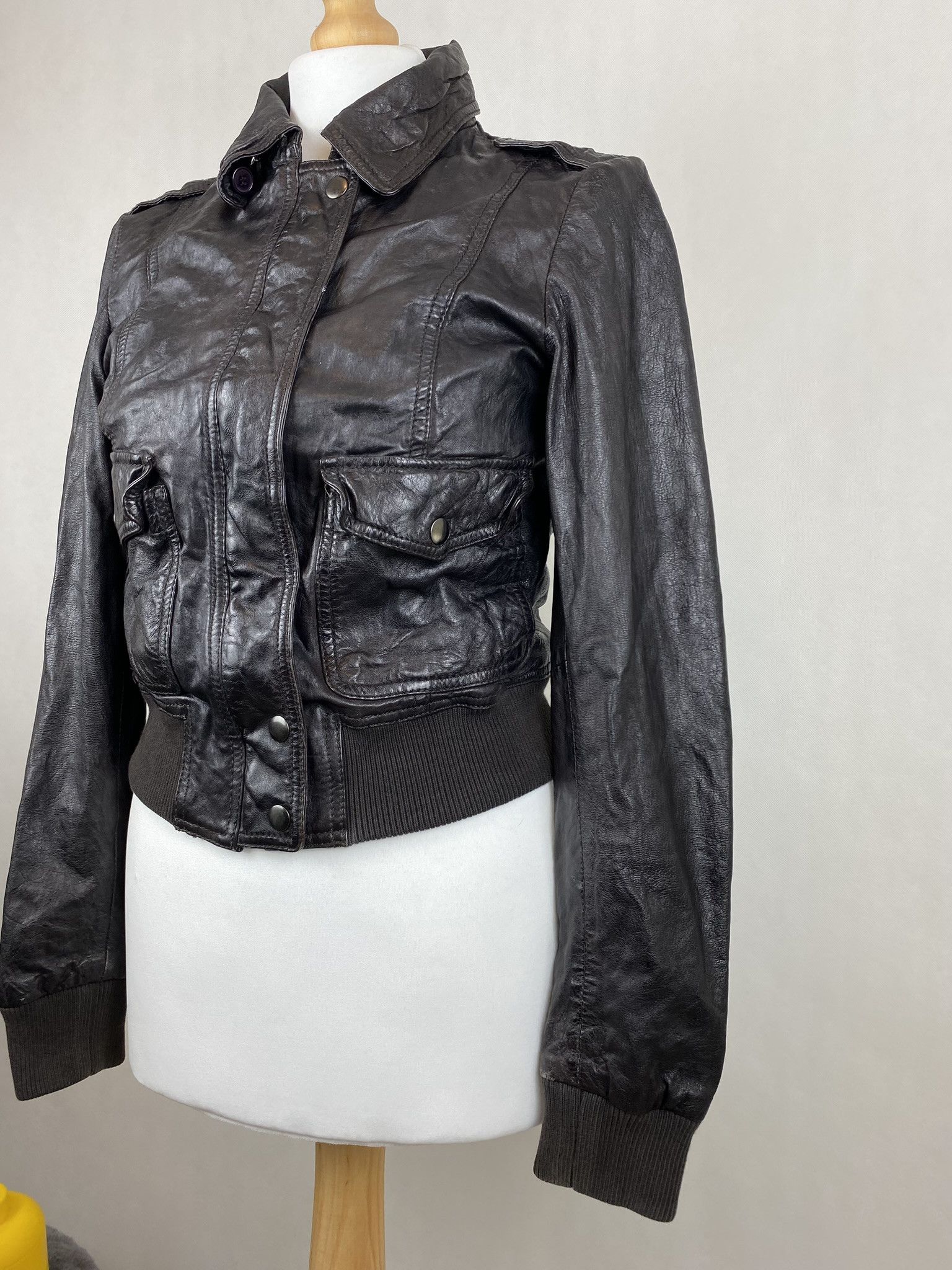 Genuine Leather × Vintage real leather cropped jacket genuine Size S / US 4 / IT 40 - 3 Thumbnail