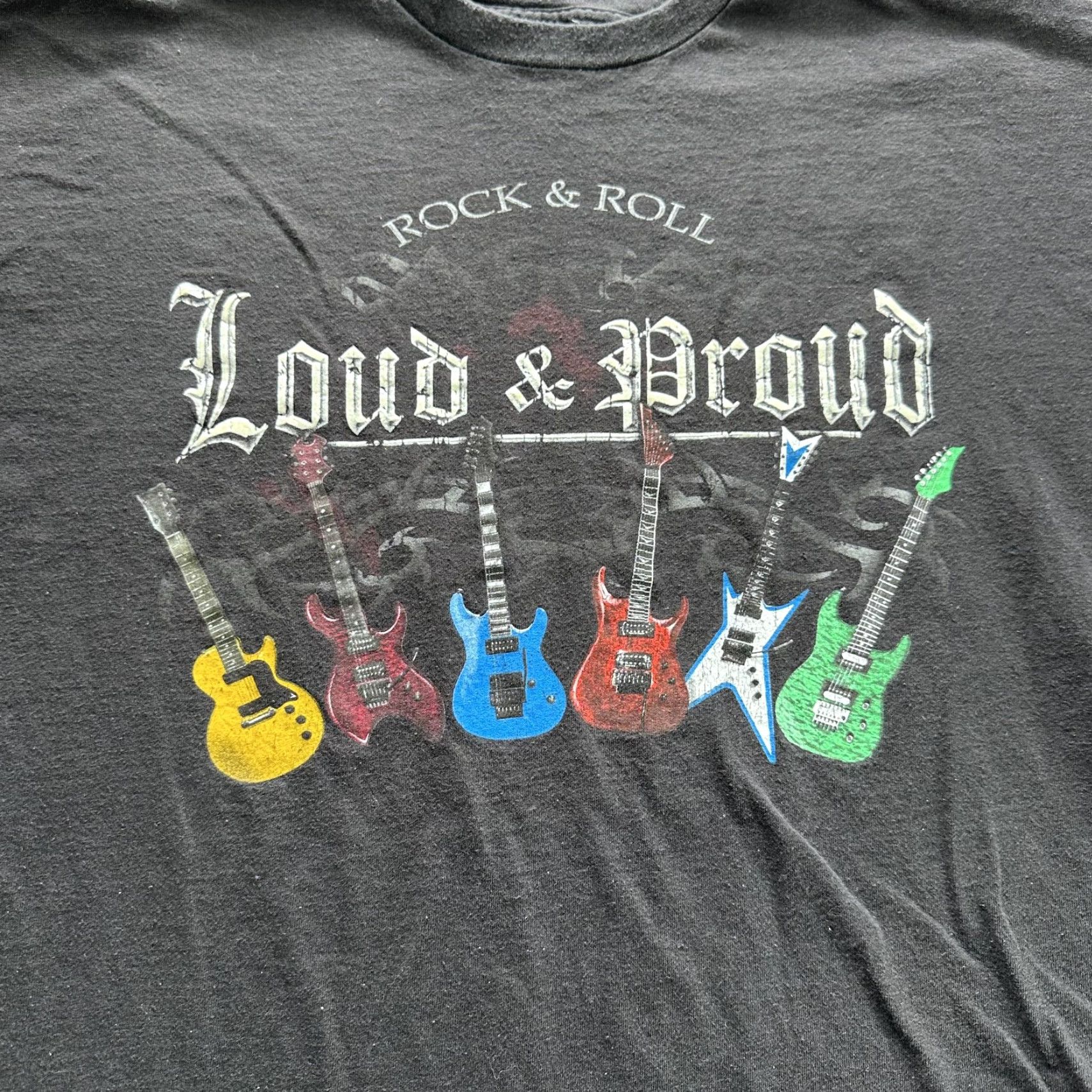Vintage Loud & Proud Rock & Roll Shirt Mens XL Black Guitar Graphic Music Tee Rock Size US XL / EU 56 / 4 - 2 Thumbnail