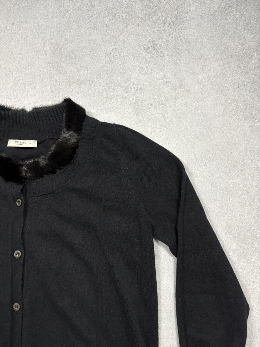 Prada Prada Milano Cashmere Cardigan Mink Fur Collar Black Size 46 Size L / US 10 / IT 46 - 6 Thumbnail