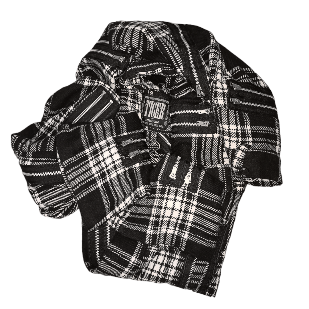image of Seditionaries x Vintage VTG Tiger Of London Black & White Tartan Wool Zip Bondage in Black/White (S