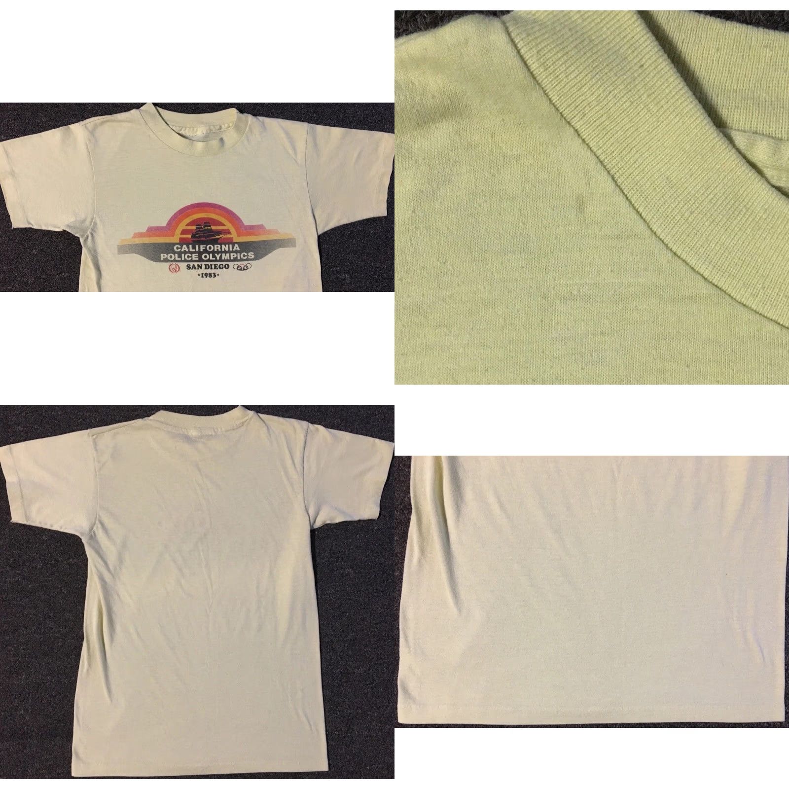 Vintage VINTAGE 80s San Diego Police Olympics T-Shirt XXS Yellow California Cop Officer Grunge Shirt Mens Size US XXS / EU 40 - 8 Thumbnail