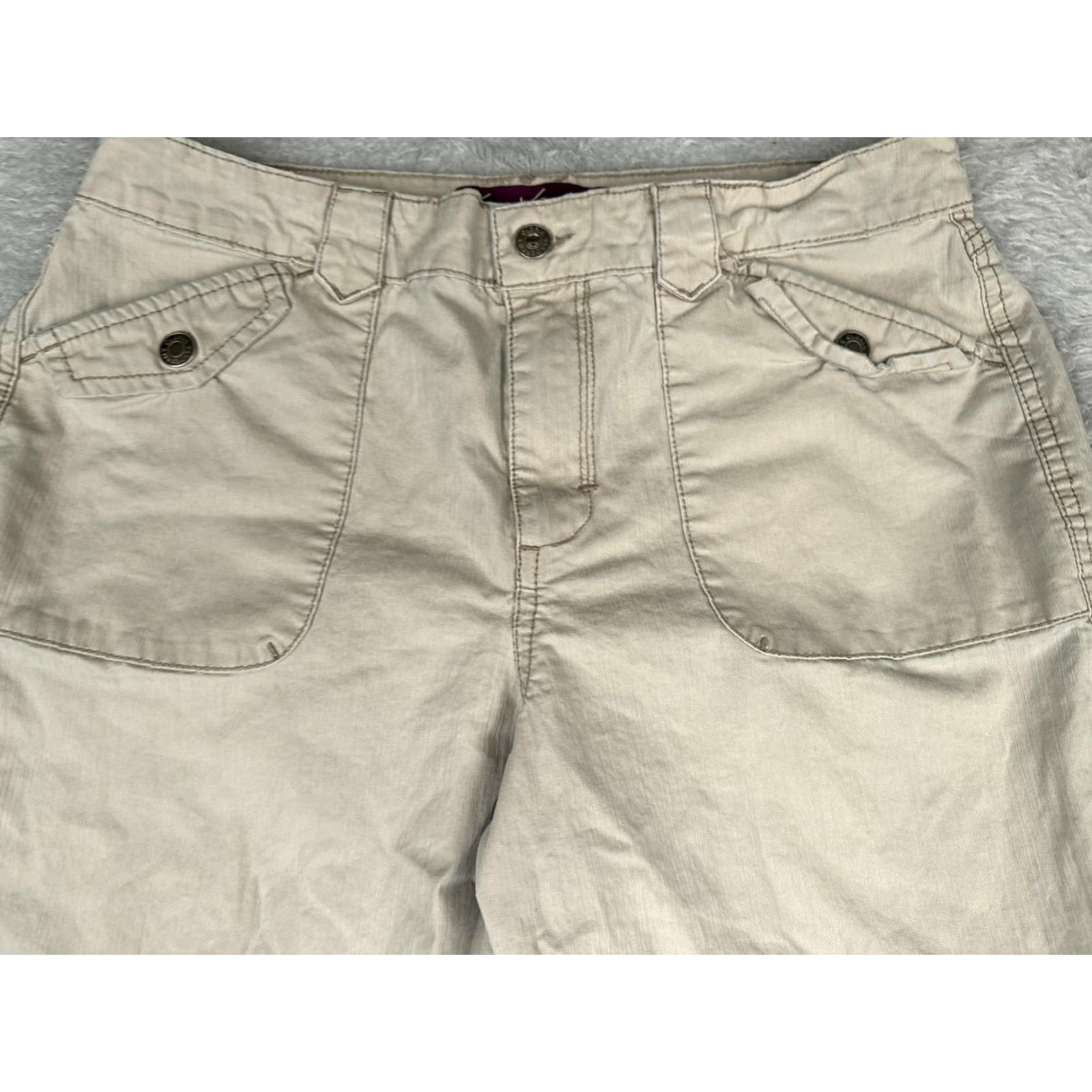 Gloria Vanderbilt Gloria Vanderbilt Jeans Straight Womens 12 Beige Light Wash High Rise 32x31 Cargo Pocket Jeans Woman Beige Light Wash Size 34" / US 12 / IT 48 - 4 Thumbnail