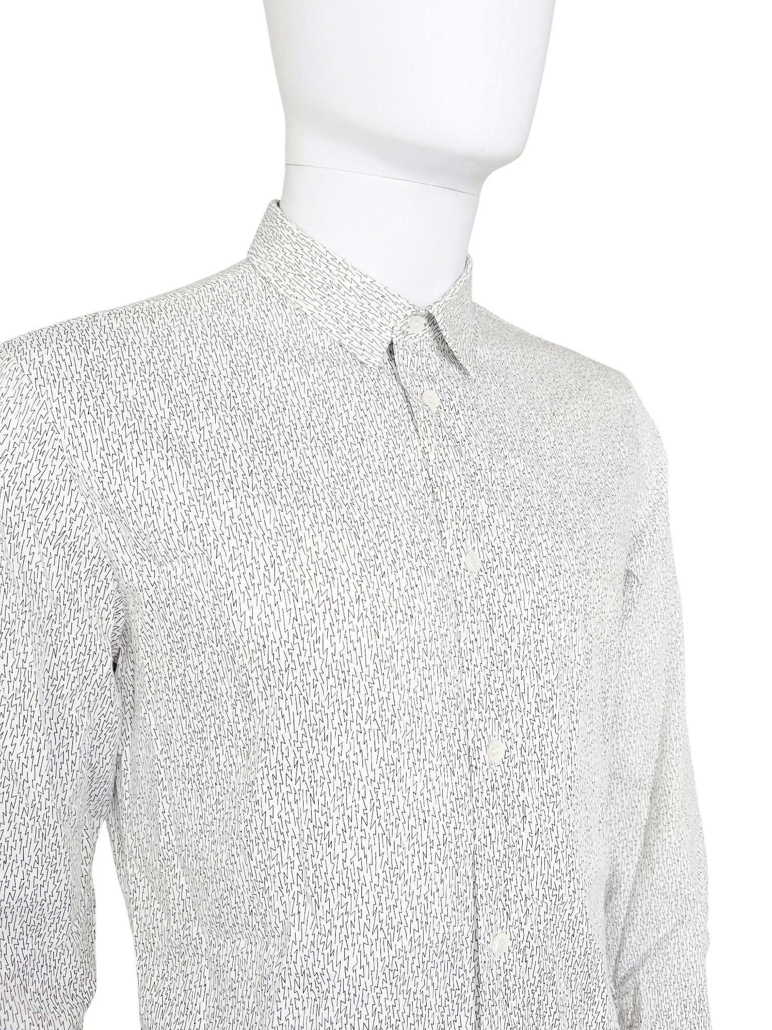 Maison Margiela by Martin S/S 2008 Black Lightining Pattern White Shirt Size US L / EU 52-54 / 3 - 5 Thumbnail