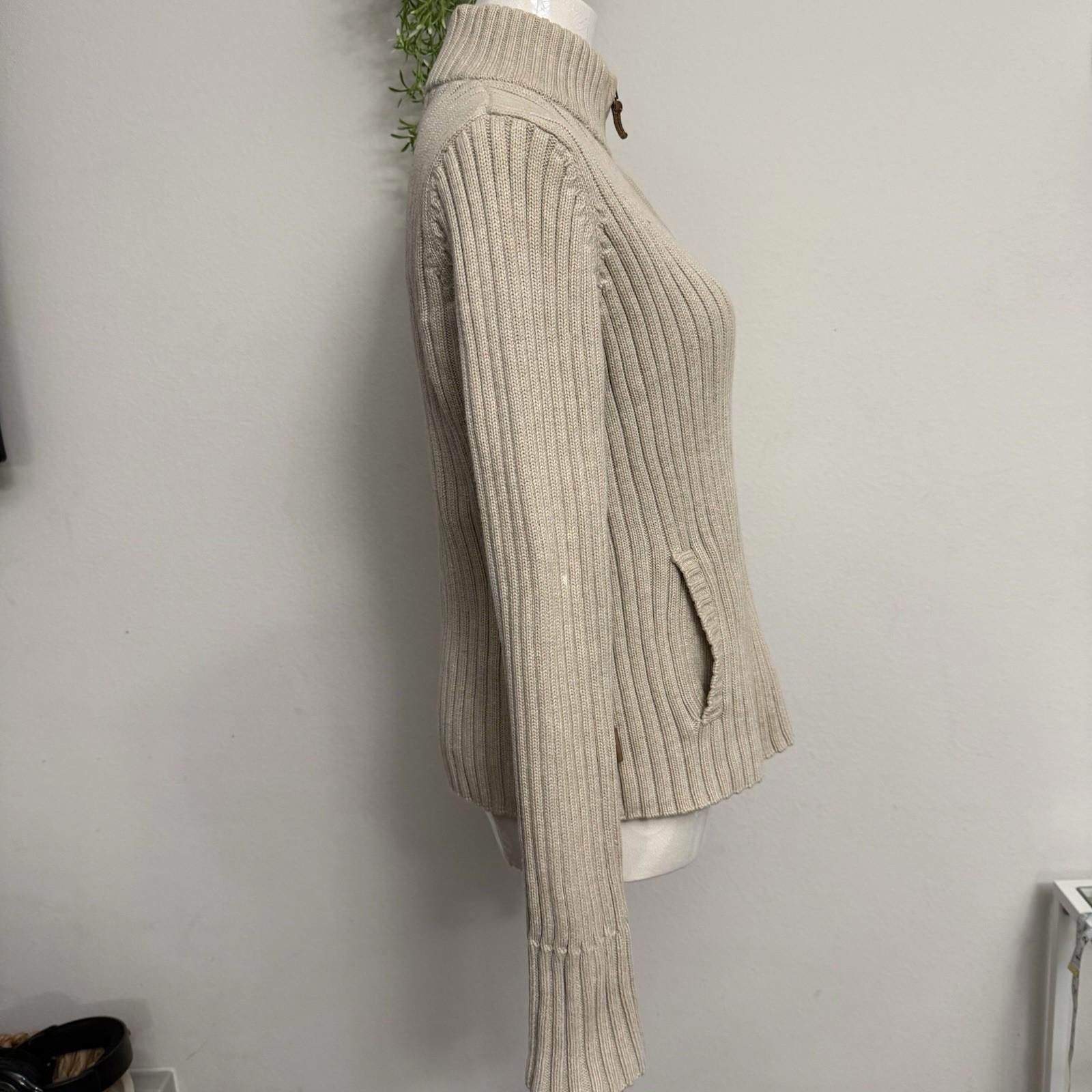 Lauren Ralph Lauren Heavy Weight cable Knit Ralph Lauren Ivory Zip Up Sweater Size S / US 4 / IT 40 - 3 Thumbnail