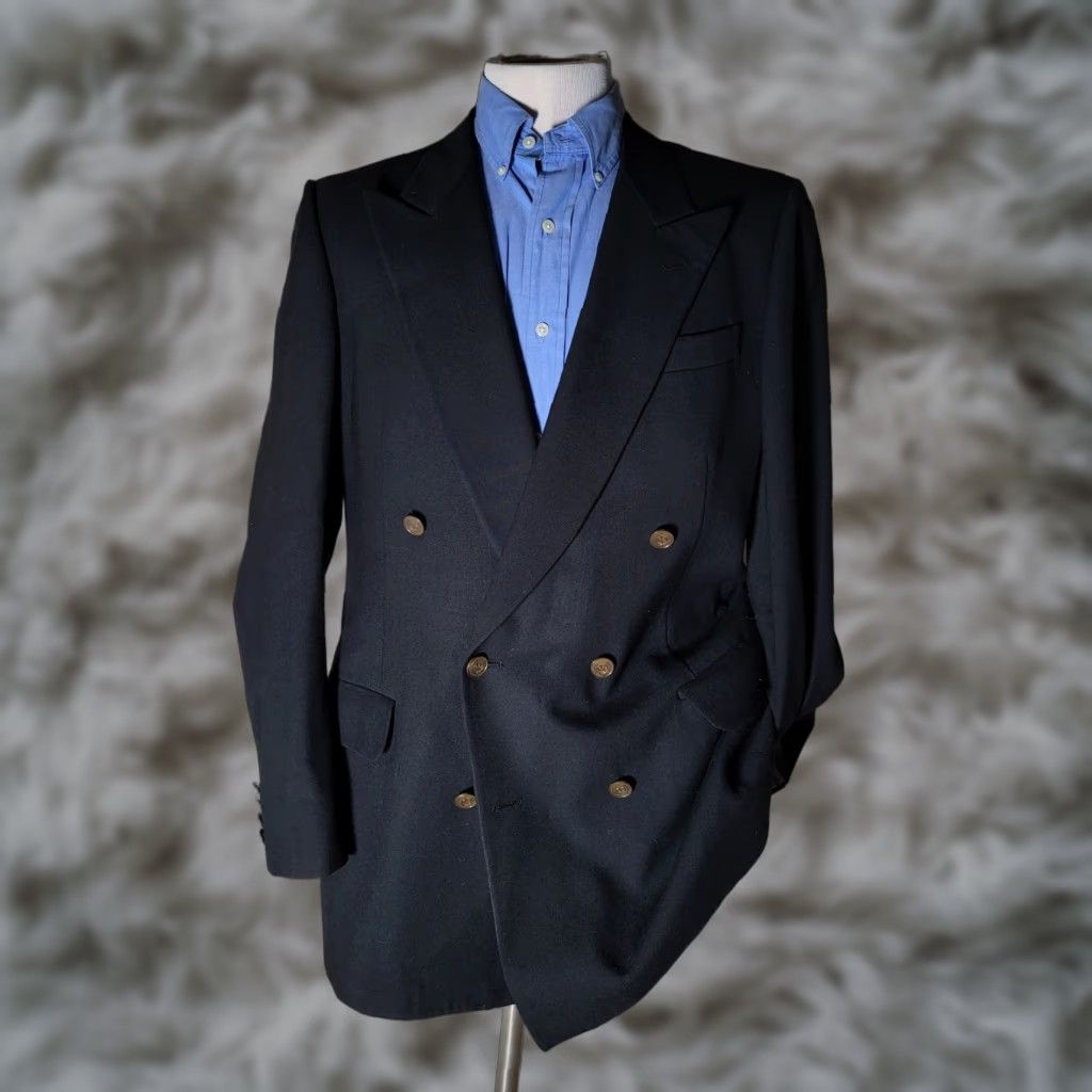 Valentino VINTAGE Valentino Double Breasted Black Flannel Blazer Jacket Coat 40L Wool Size 40R - 1 Thumbnail