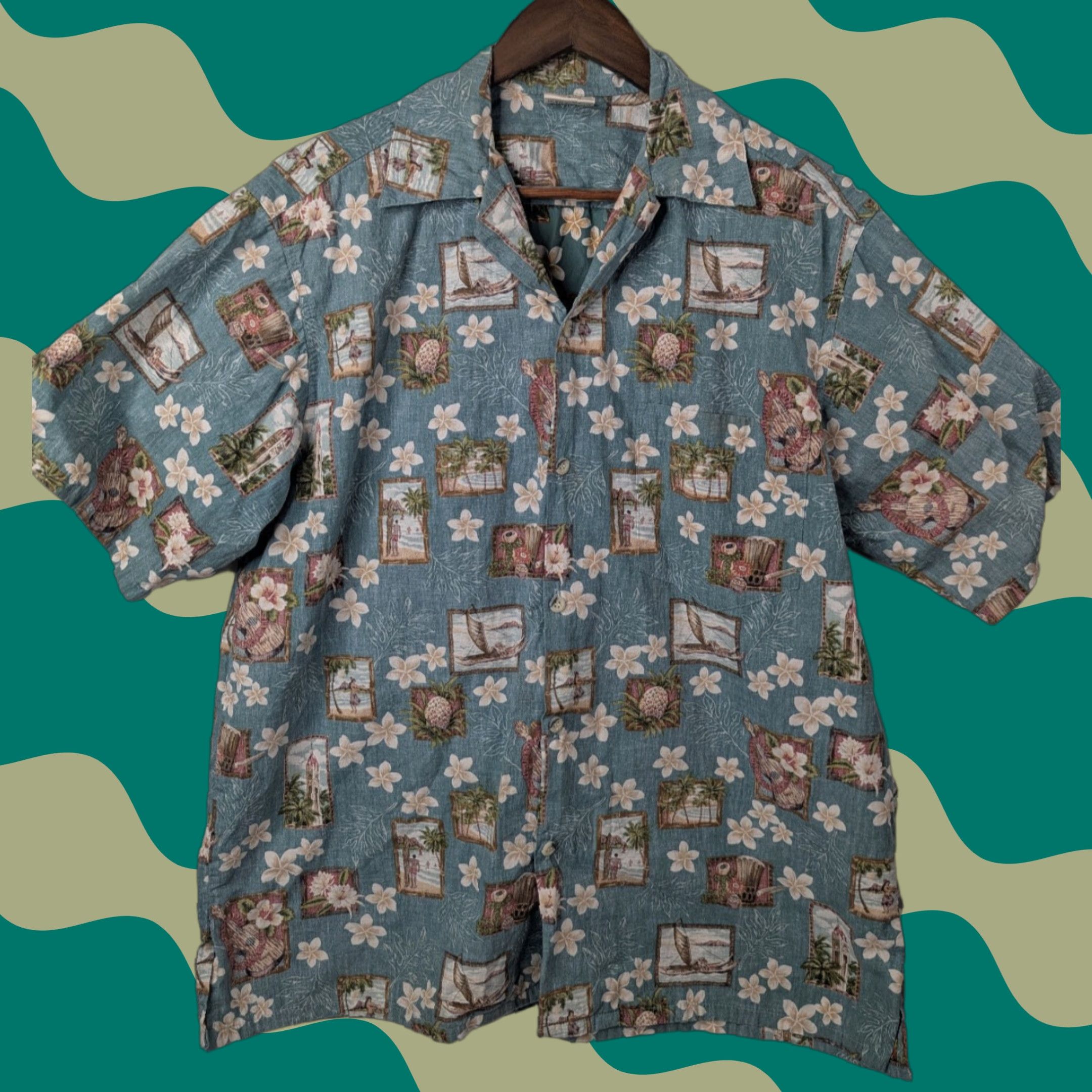 Vivobarefoot VTG Go Barefoot Shirt Men's L Collared Floral Hawaiian Reverse Loop Collar Surf Blue Vintage Hawaii Beachwear Size US L / EU 52-54 / 3 - 1 Thumbnail