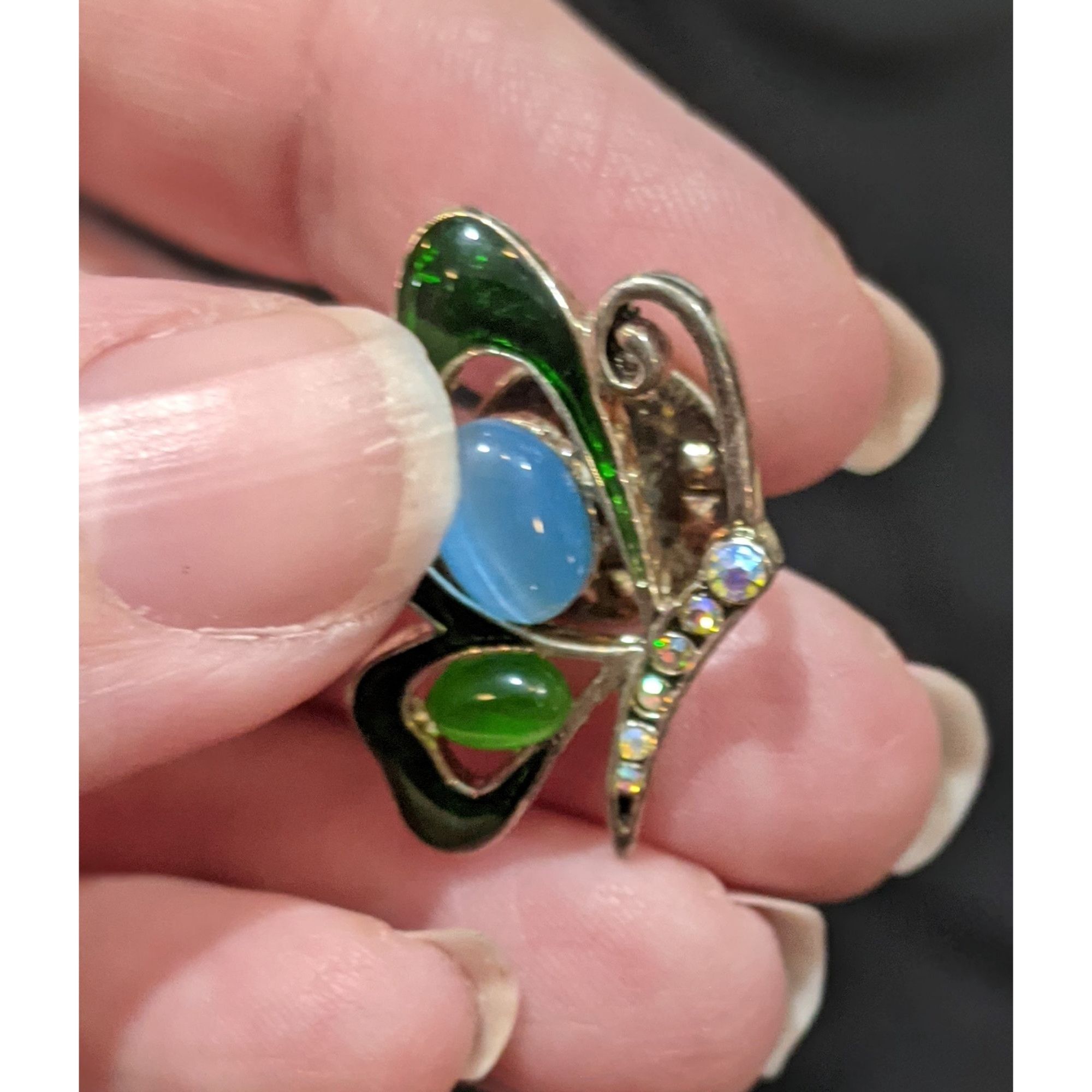 Other Green And Blue Gemmed Rhinestone Butterfly Pin Size ONE SIZE - 2 Thumbnail