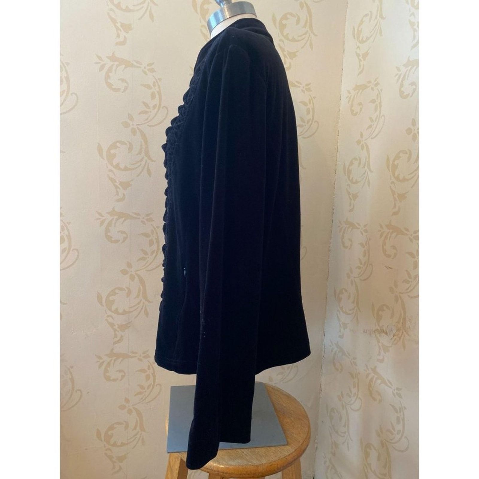 St. John St. John Sport Black Velour Jacket Ladies XL Size XL / US 12-14 / IT 48-50 - 3 Thumbnail