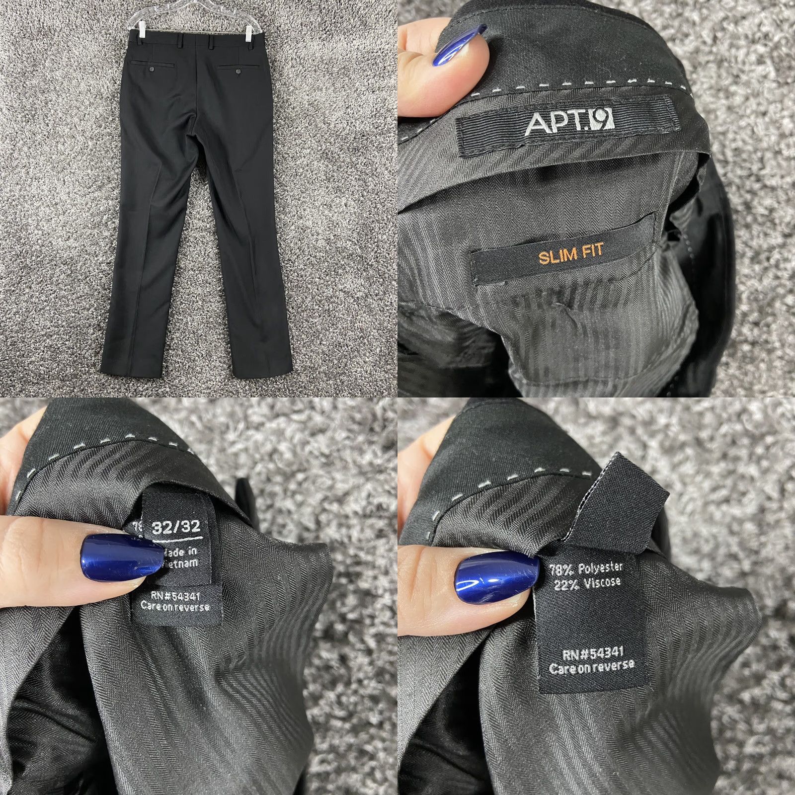 Apt. 9 APT. 9 Men's Dress Pants 34x31 Black Regular Size US 34 / EU 50 - 8 Thumbnail