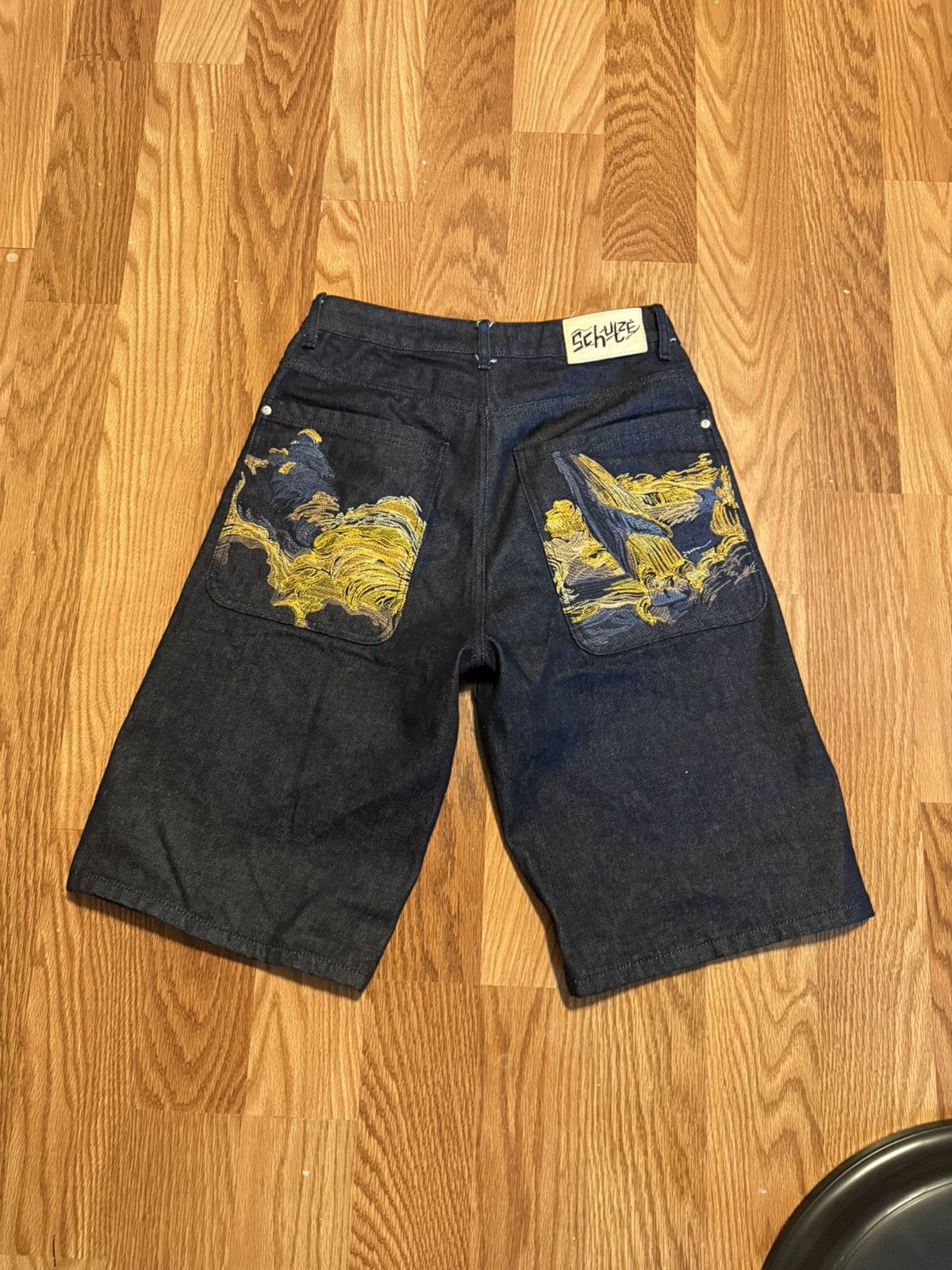 Derschutze Derschutze Koi Fish Black Raw Denim Shorts Jorts | Grailed