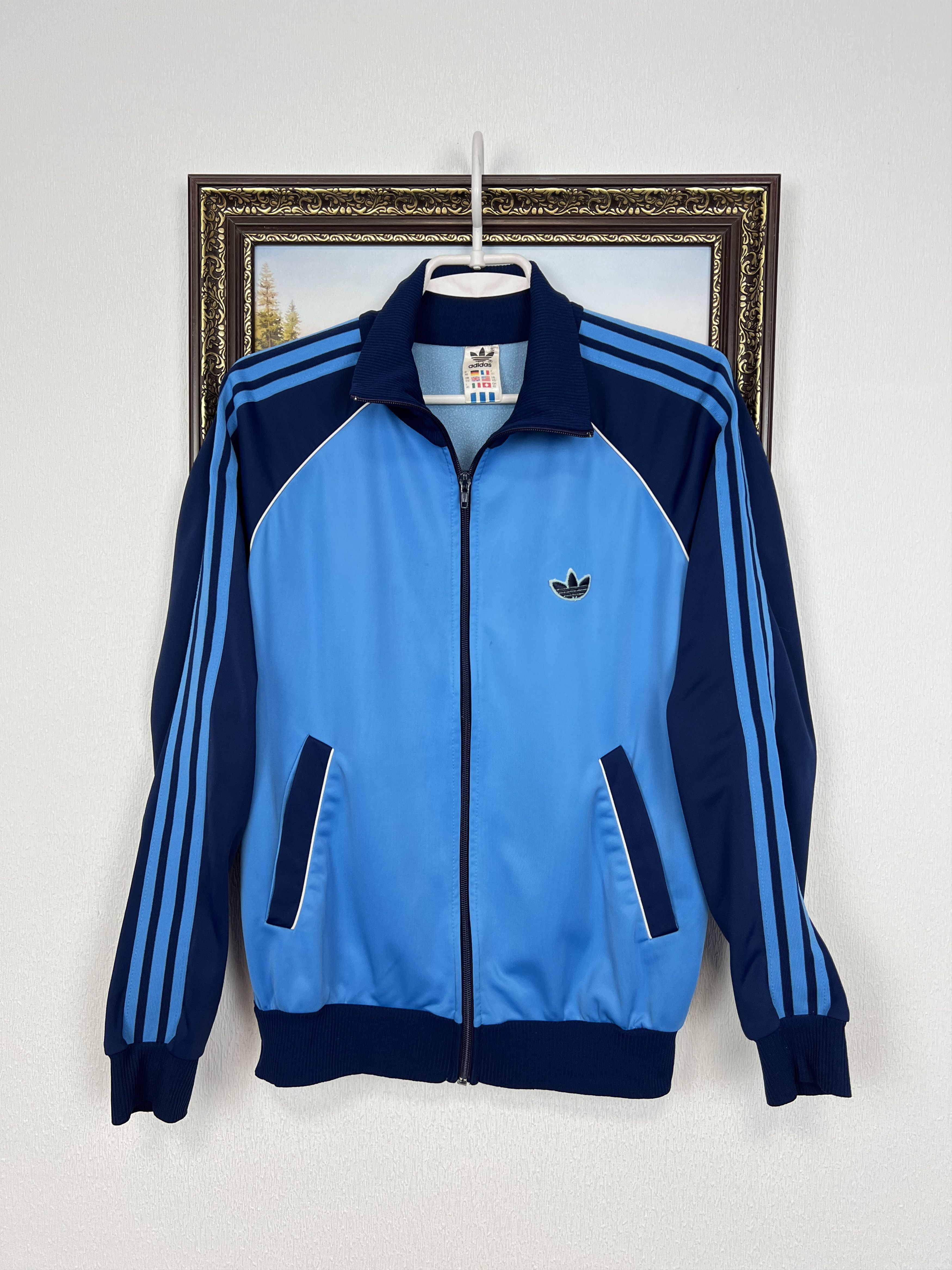 トップス 80s adidas W.GERMANY jacket L navy Adidas 70s Vintage Made in West Germany Men Zip Track Top