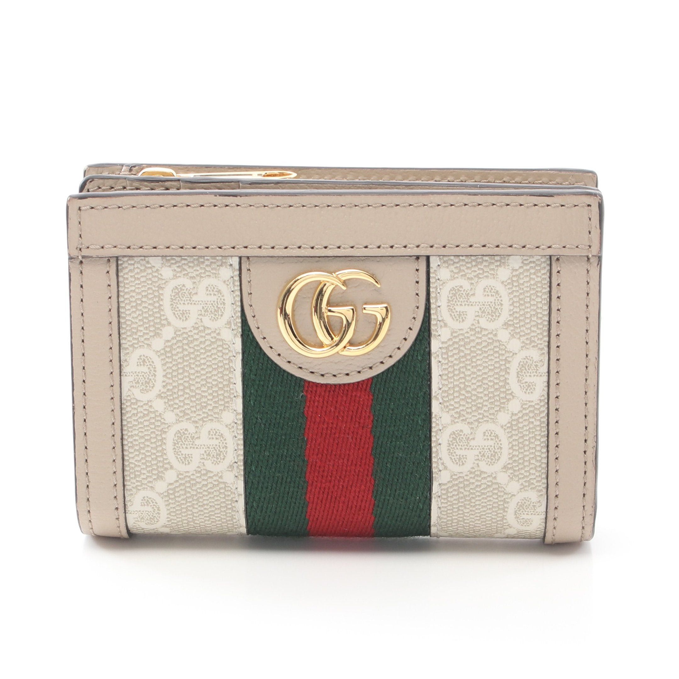 Gucci Gucci Offdia Gg Supreme Bi-Fold Wallet Leather Light Beige Gray Multicolor Size ONE SIZE - 1 Thumbnail