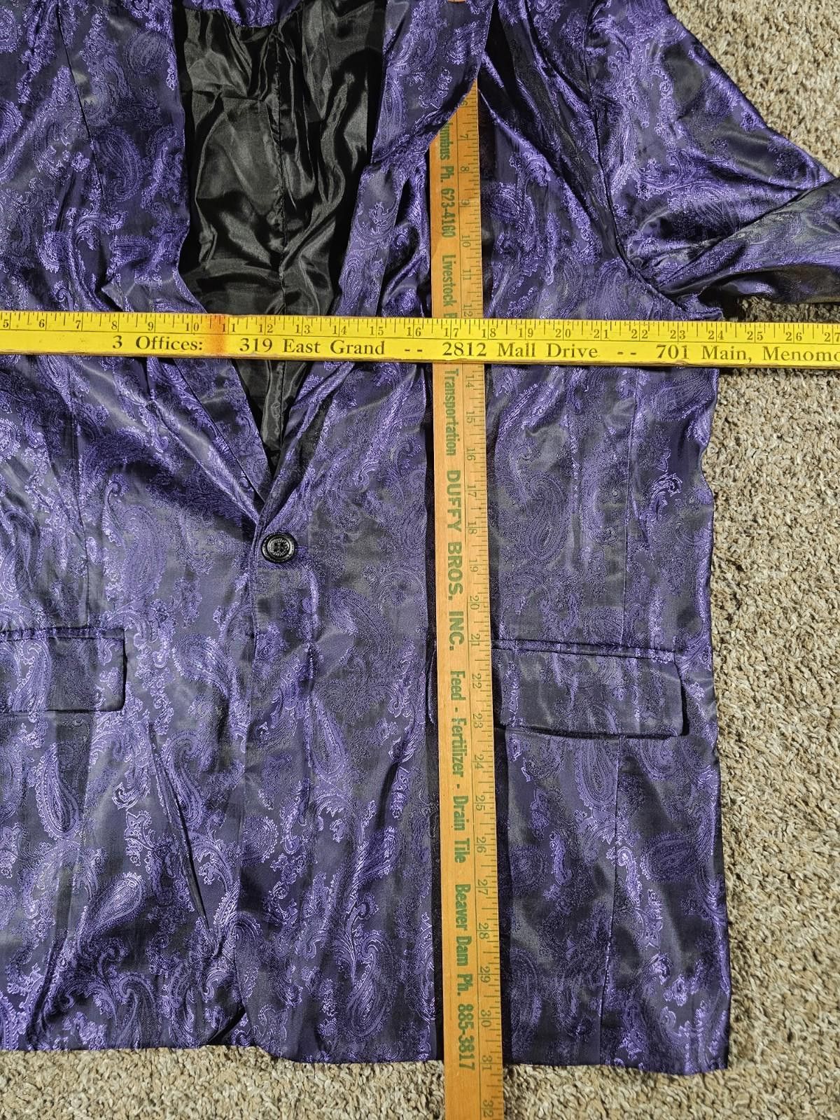 The Unbranded Brand Purple Paisley 1 Button Blazer Approx 48 Chest Size 48R - 5 Thumbnail