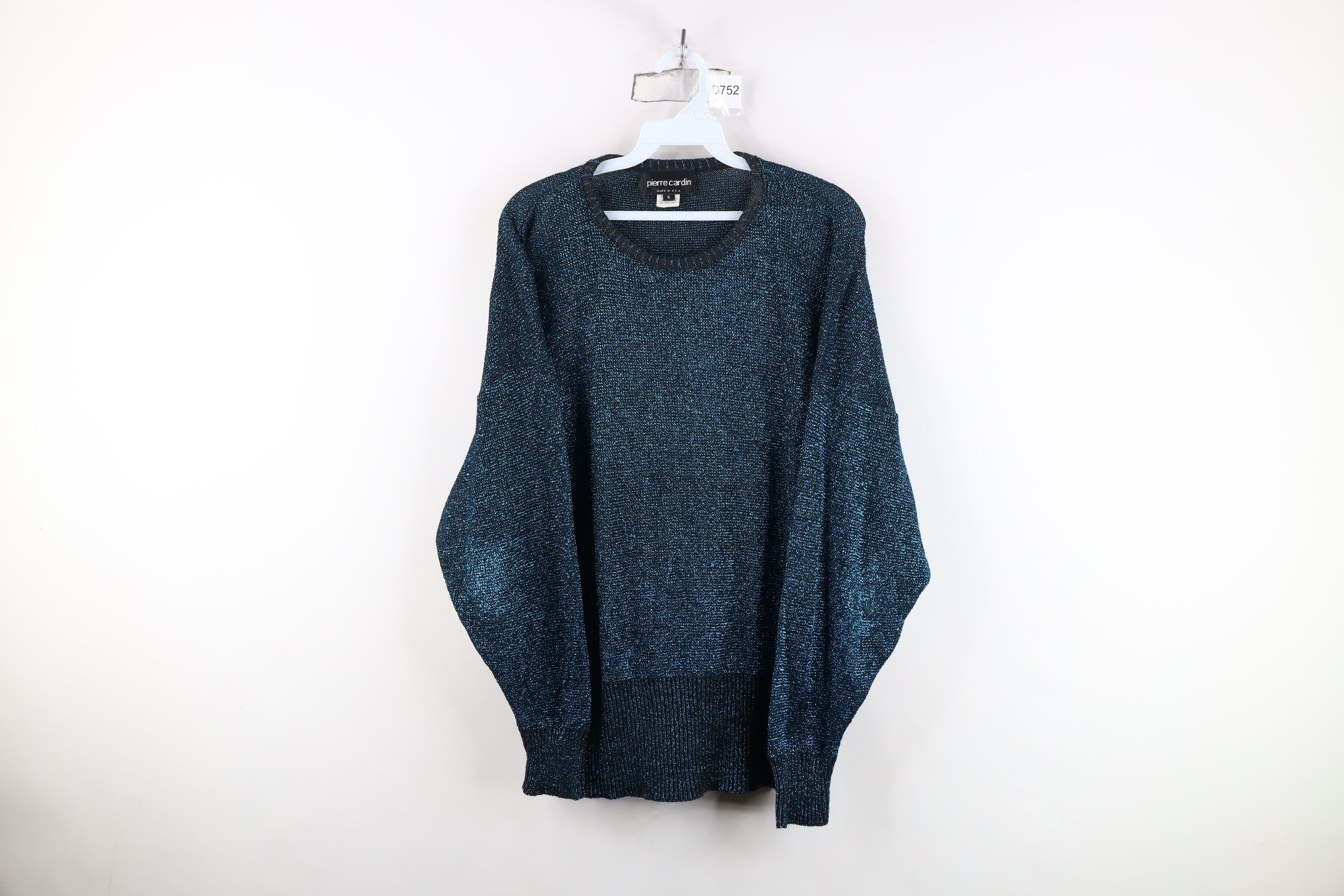 Pierre Cardin Vintage 80s 90s Pierre Cardin Metallic Knit Sweater Blue USA Size S / US 4 / IT 40 - 1 Thumbnail