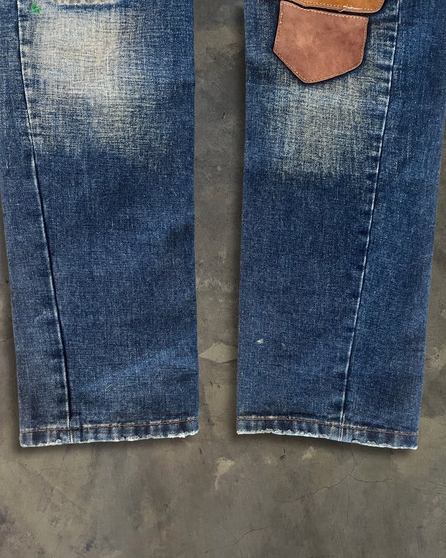 Dsquared2 DSQUARED2 LEATHER CRAFT PATCHWORK DENIM JEANS Size US 30 / EU 46 - 4 Thumbnail