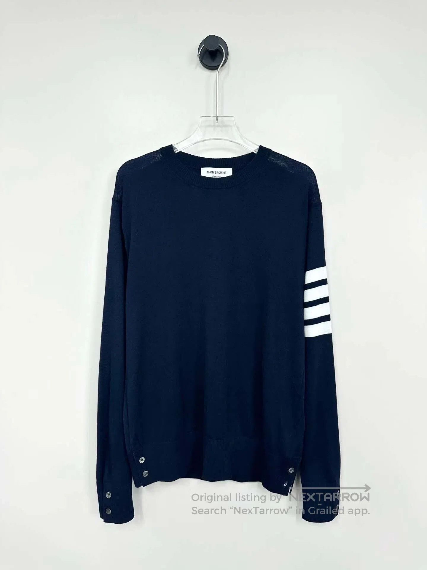 Thom Browne Thom Browne Navy Classic Four-stripe Wool Knit Sweater| Size US M / EU 48-50 / 2 - 1 Thumbnail