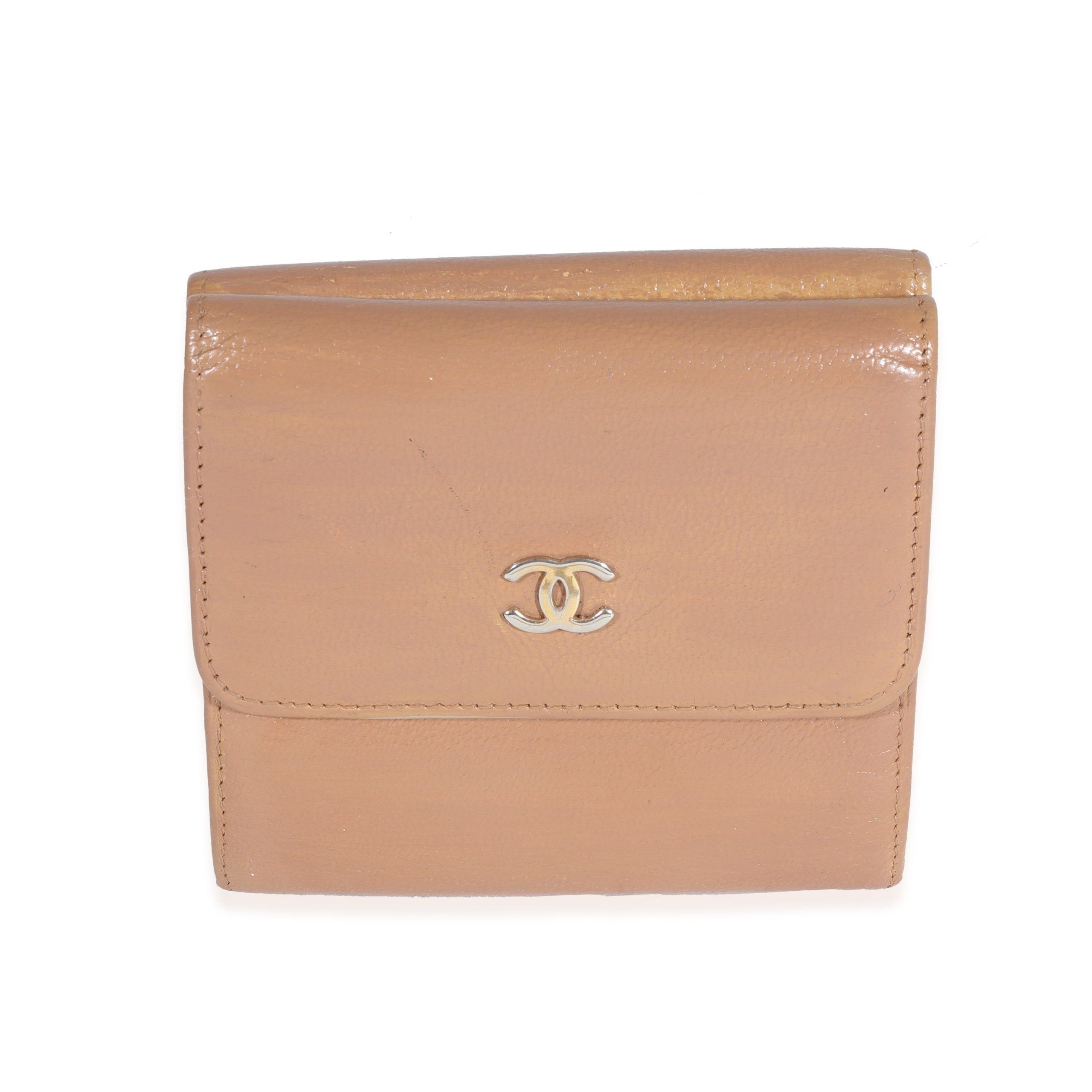 Chanel Chanel Beige Goatskin Double Flap Compact Wallet Size ONE SIZE - 1 Thumbnail