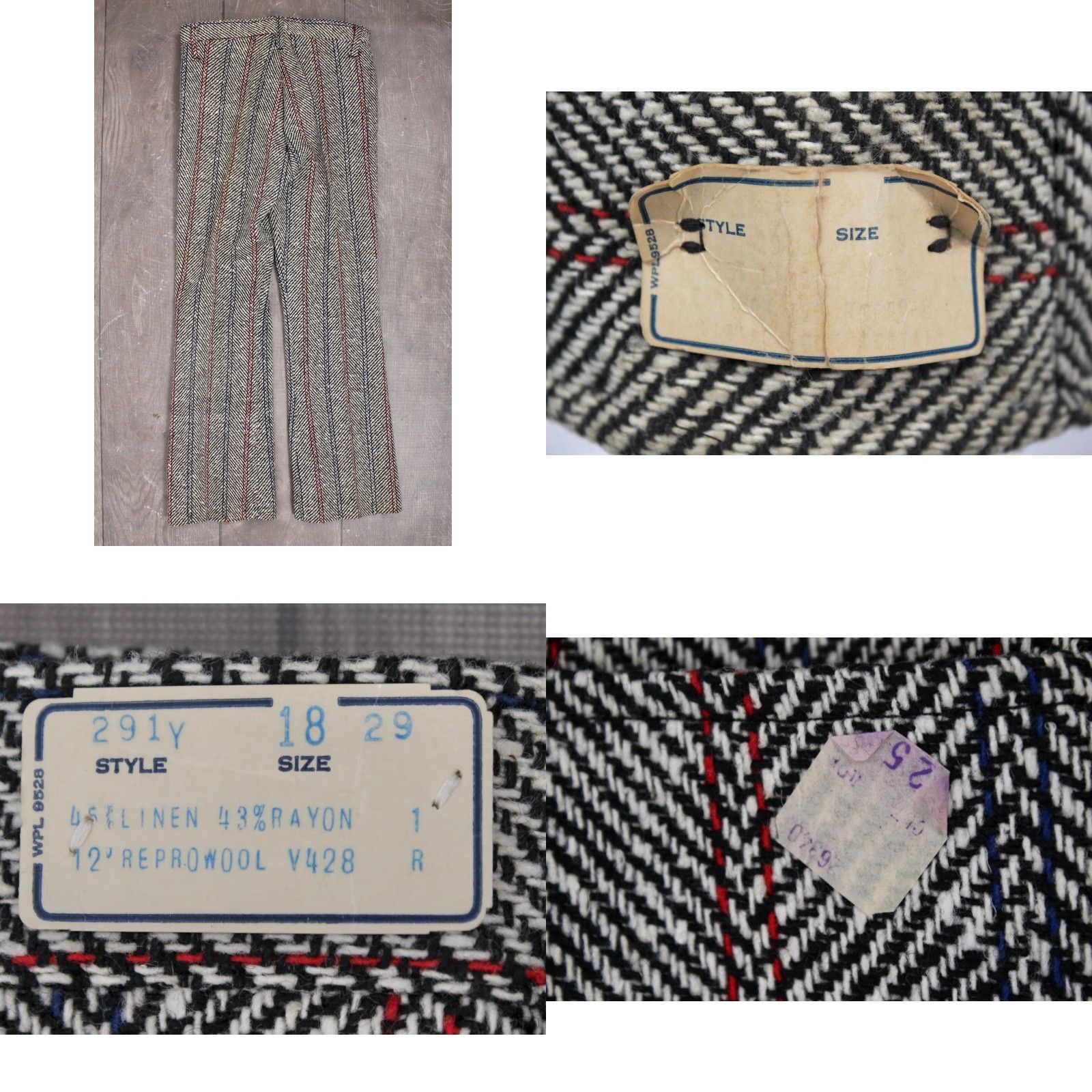 Vintage VTG 60s Boy's Vest Outfit Tweed Tunic Pants Set Black White Red Size 18 1960s Classic Vintage Boys Clothing Size 48R - 8 Thumbnail