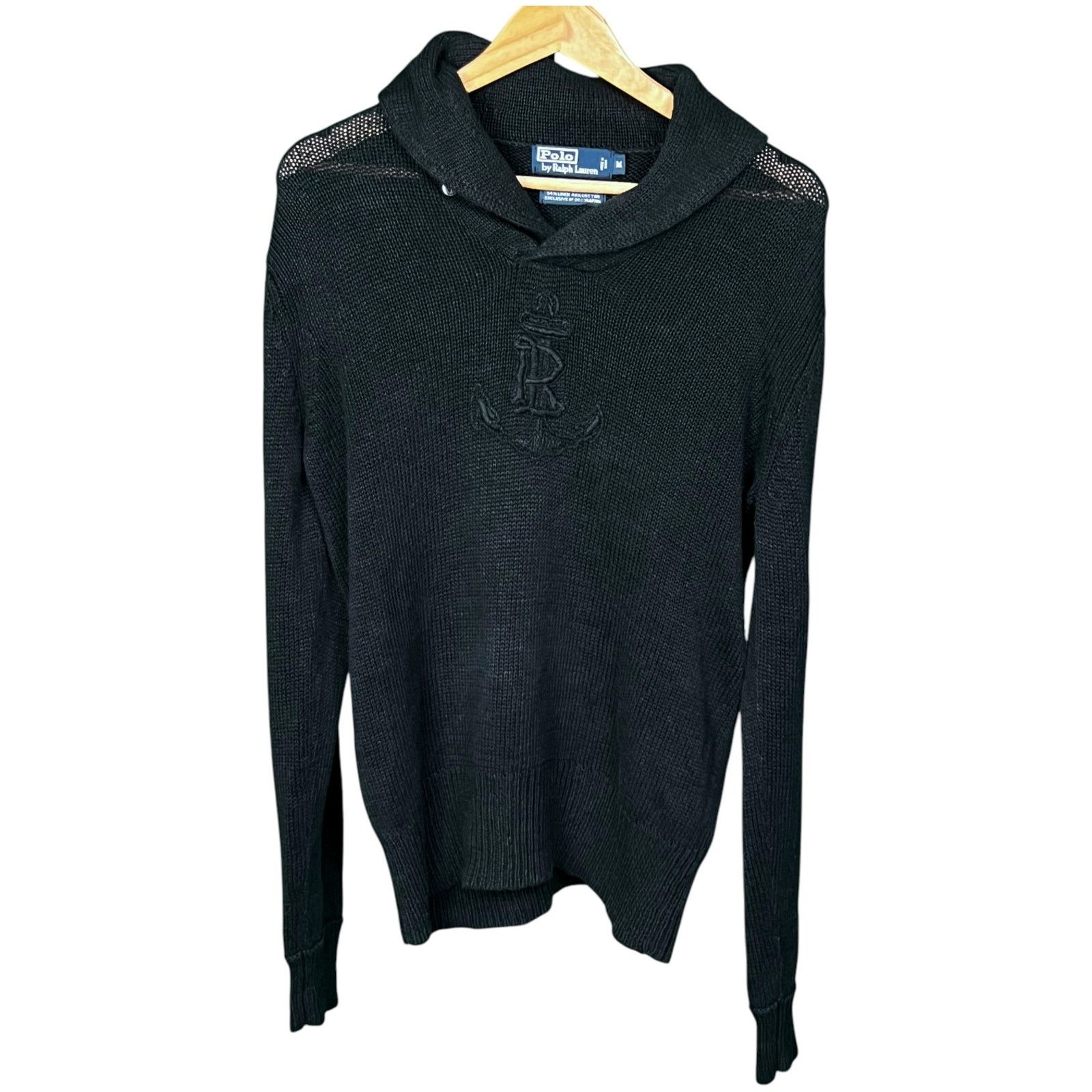 Polo Ralph Lauren Vintage Polo Ralph Lauren Men's Navy Linen Cowl Neck Sweater Size US M / EU 48-50 / 2 - 3 Thumbnail