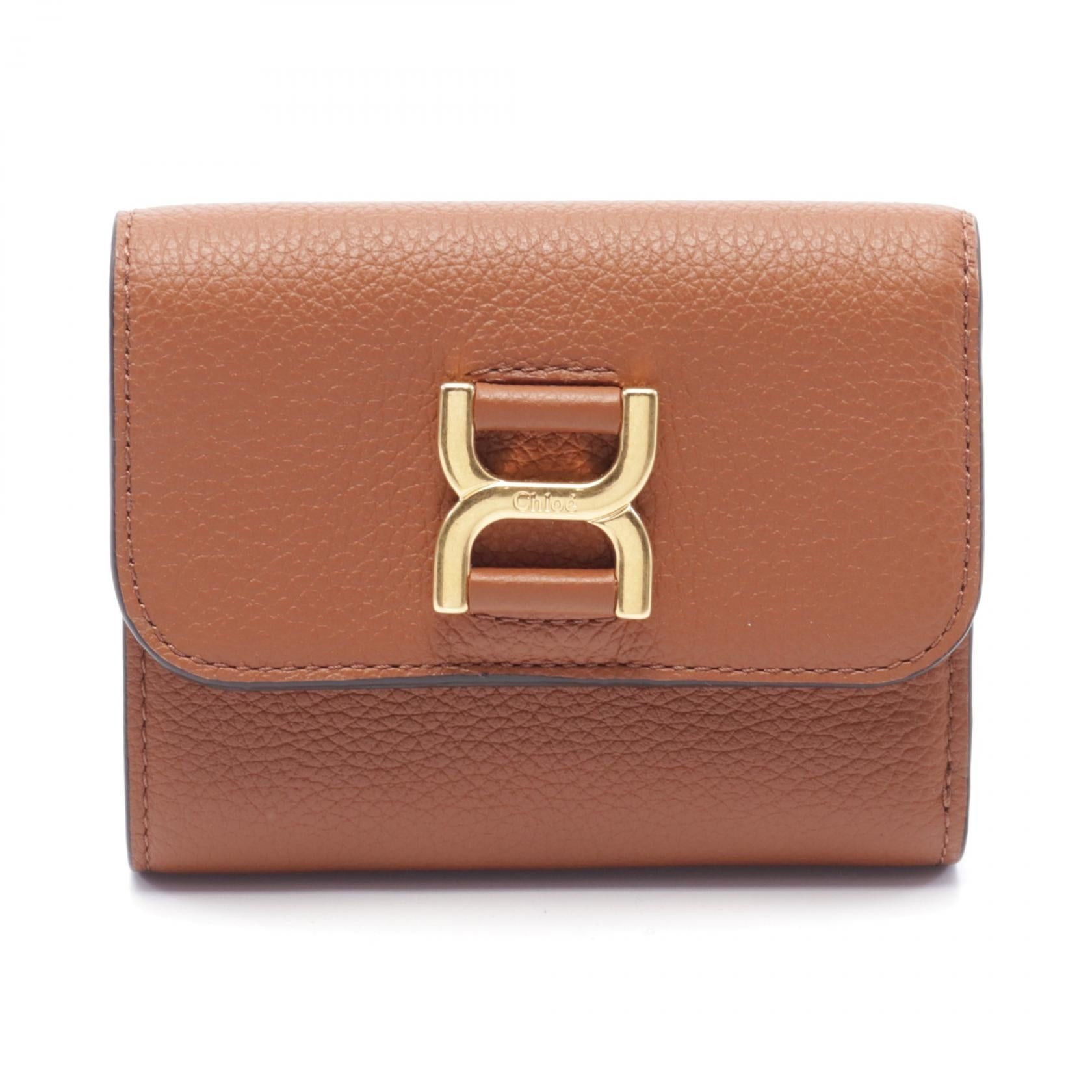Chloe Chloe Marcie Small Trifold Wallet Leather Brown Size ONE SIZE - 1 Thumbnail