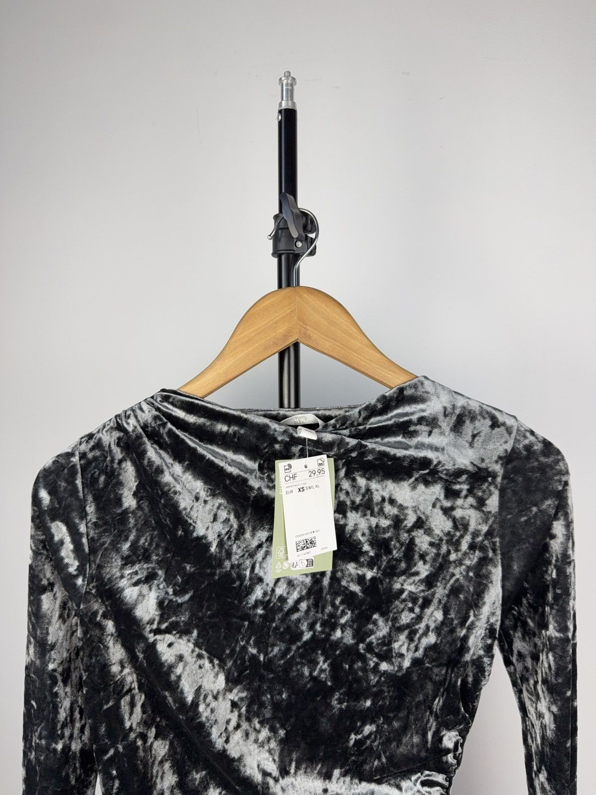 Designer × H&M H&M Velvet Mini Dress Draped Bodycon Eco Fabric XS Size XS / US 0-2 / IT 36-38 - 3 Thumbnail