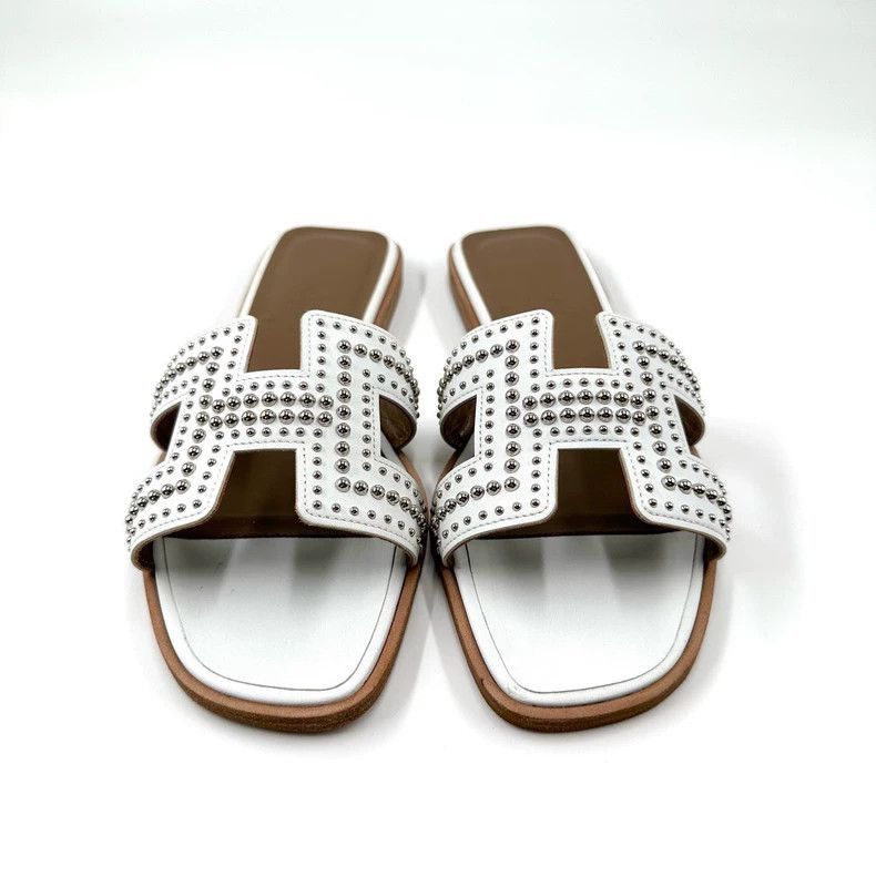 Hermes Hermes White and Brown H Sandals-2506 Size US 6 / IT 36 - 2 Thumbnail