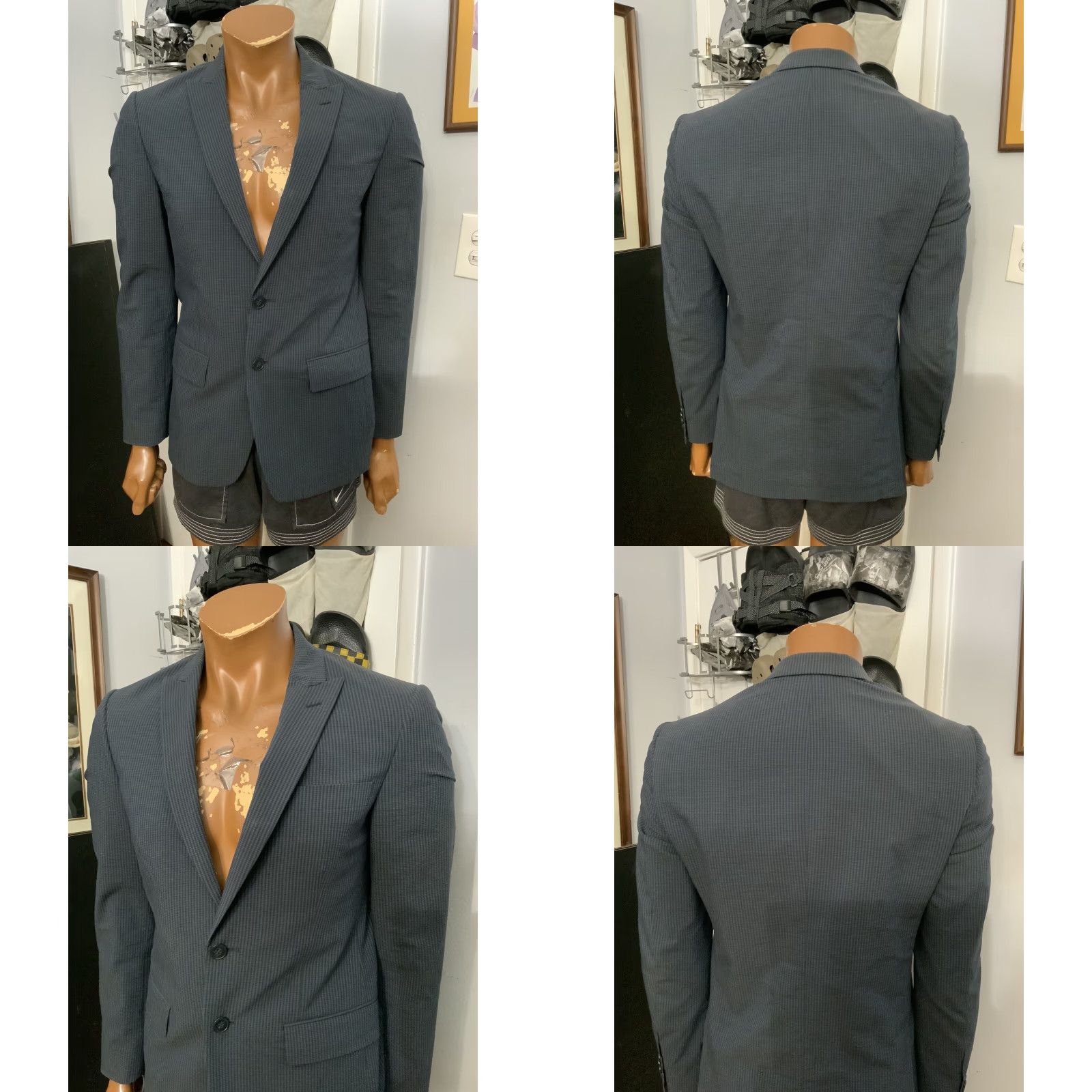 John Varvatos John Varvatos Blazer Men 36R Cotton Silk Seersucker Two Button Sportscoat Jacket Multicolor Size 36R - 8 Thumbnail
