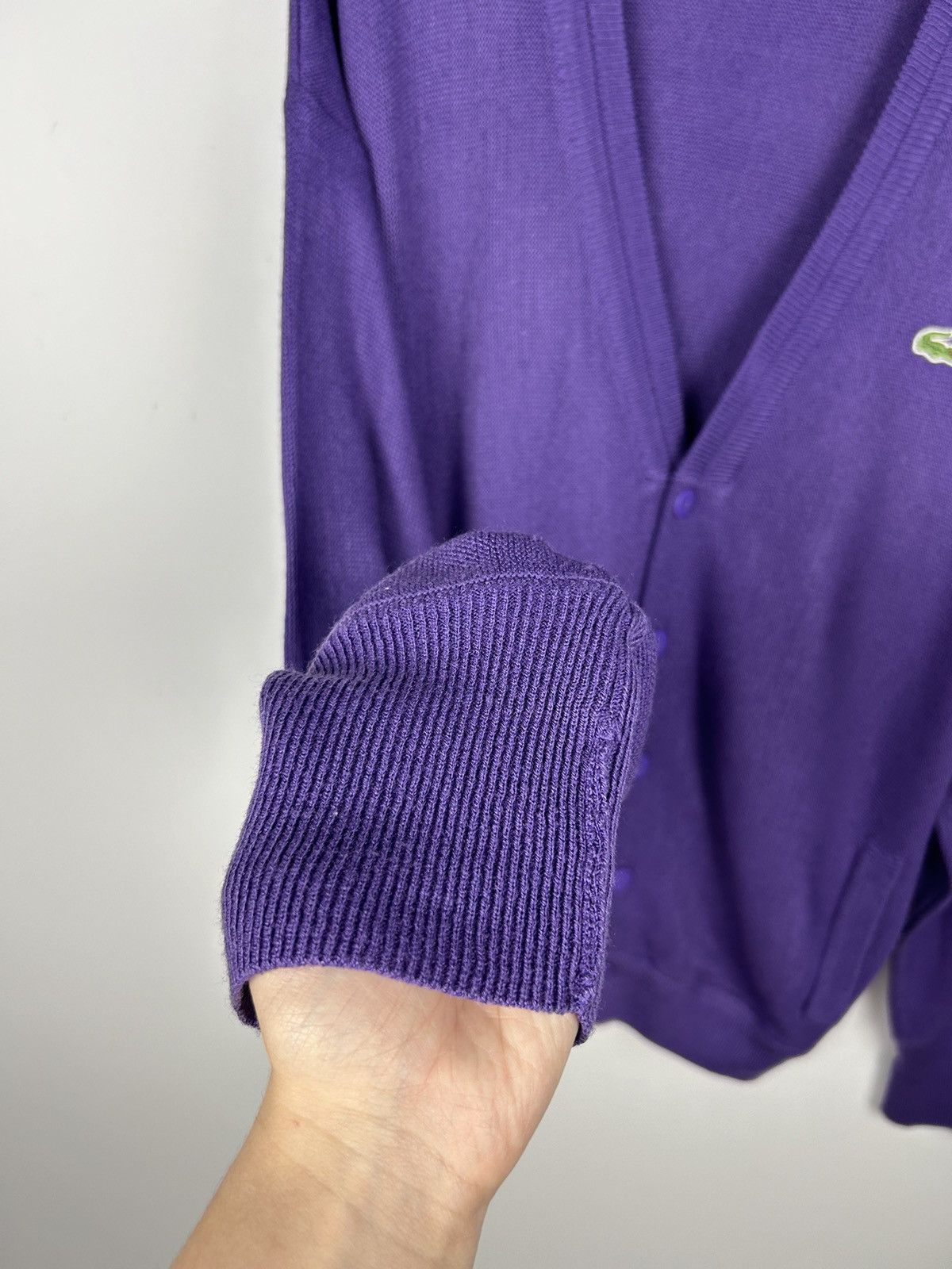 Lacoste × Vintage Rare Vintage Chemise Lacoste Knit Cardigan Purple V-Neck Size US XL / EU 56 / 4 - 6 Thumbnail