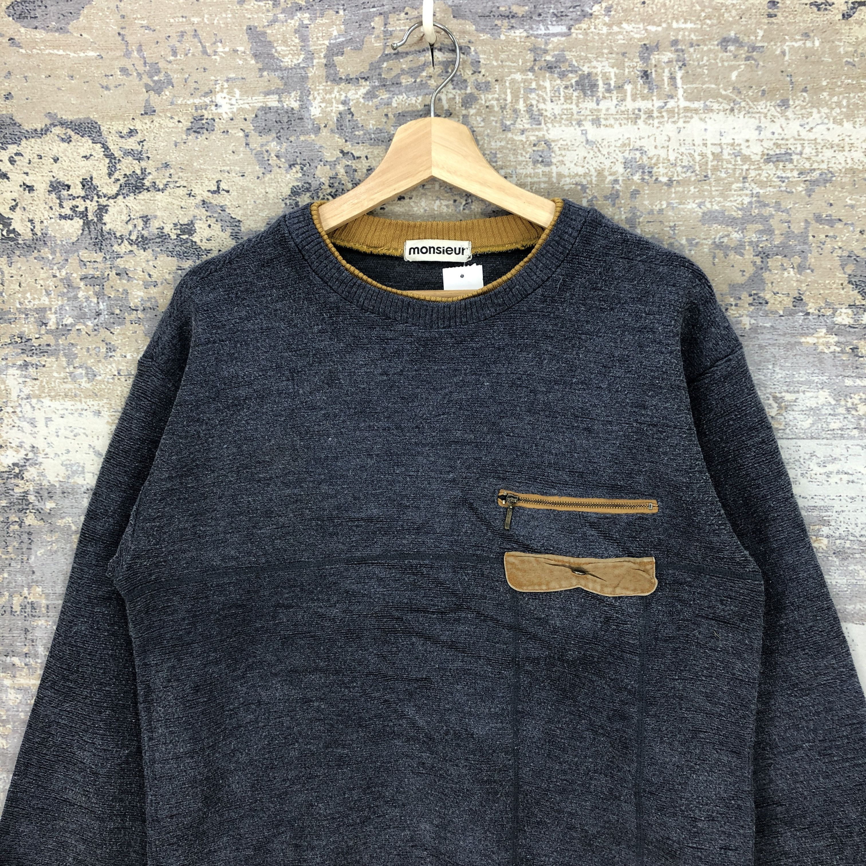 Japanese Brand Vintage 90s Monsieur Sweater Monsieur Sweatshirt Jumper Size US M / EU 48-50 / 2 - 2 Thumbnail